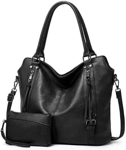 2 piece set women's tote bag PU leather large capacity large pocket handbag crossbody bag Adjustable shoulder strap