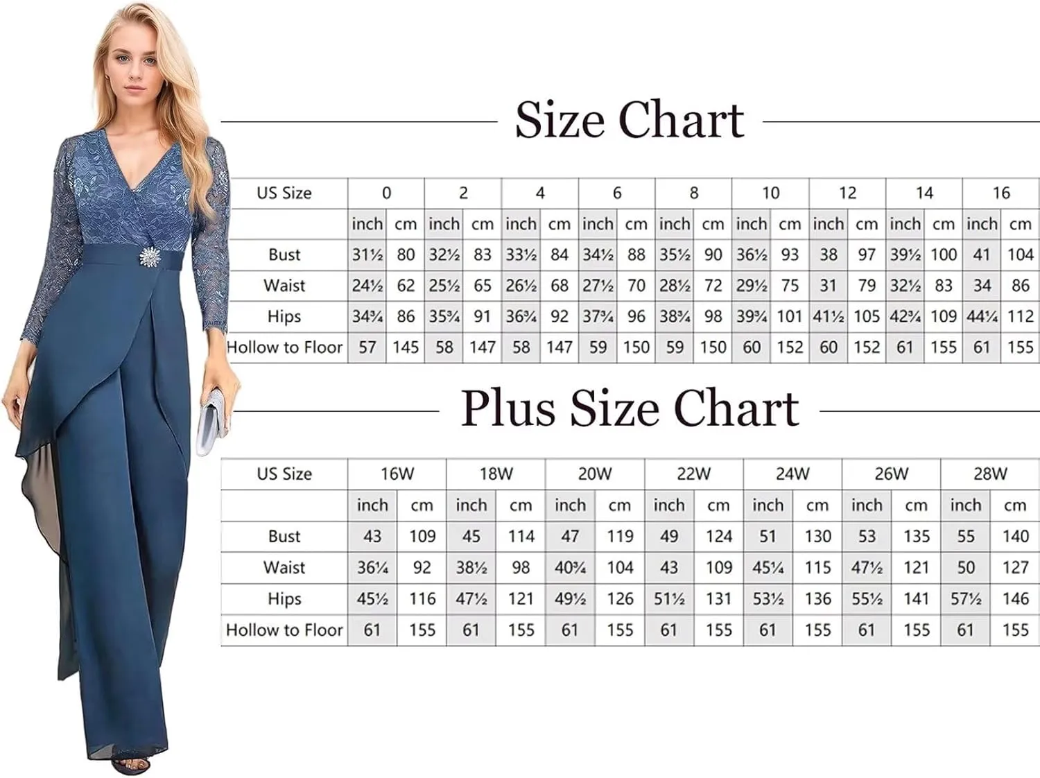 2 Pieces Mother of The Bride Pant Suits for Wedding Long Sleeve Chiffon Lace V Neck Pant Suits for Women Dressy