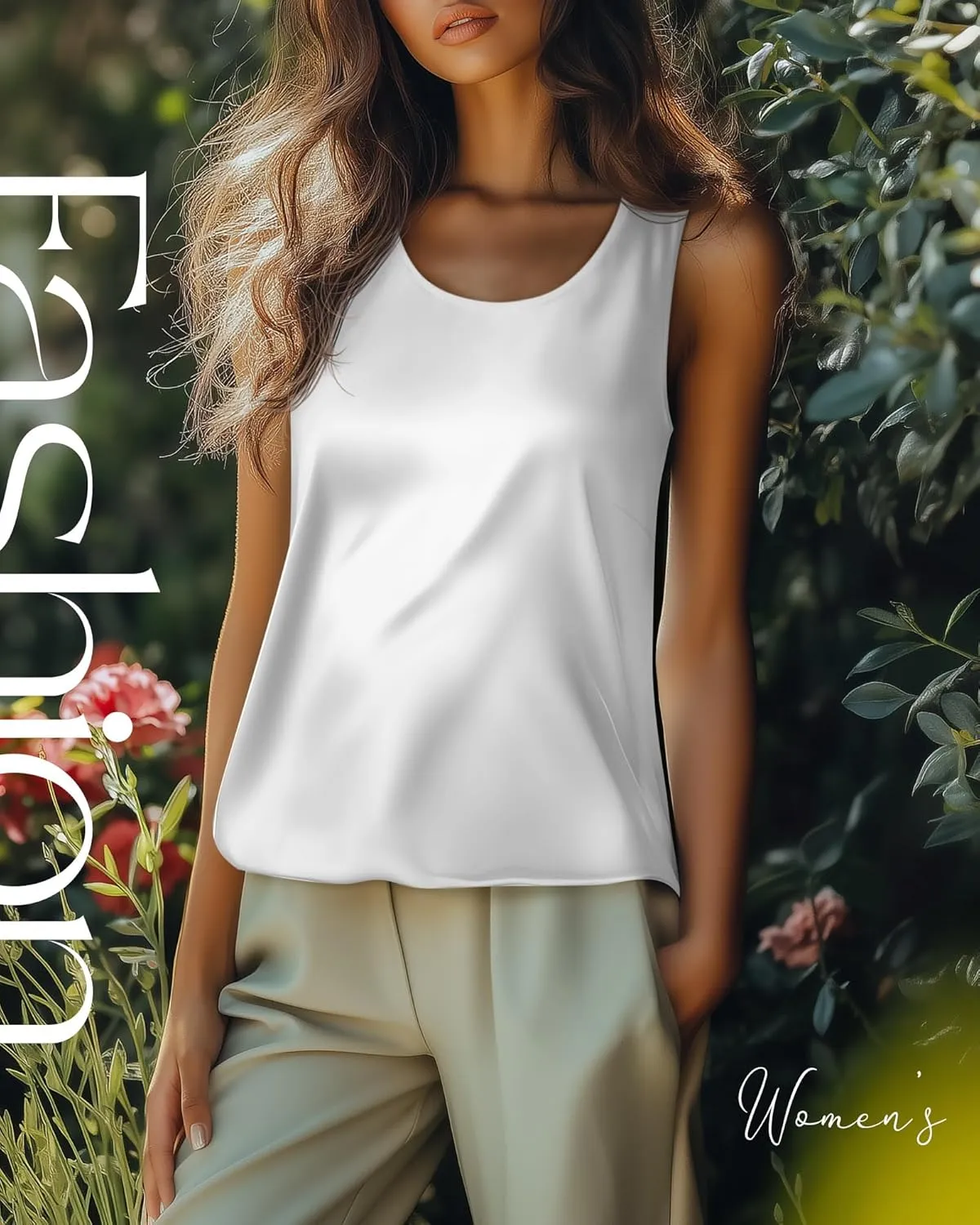 3 Pack Women's Silk Satin Tank Tops Scoop Neck Sleeveless Vest Summer Casual Camisole Blouses Loose Basic Shirt