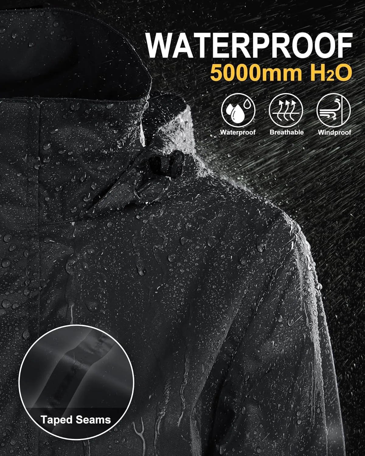 33,000ft Women's Rain Jacket Waterproof Lightweight Packable Raincoat with Hood for Golf Hiking Travel Windbreaker