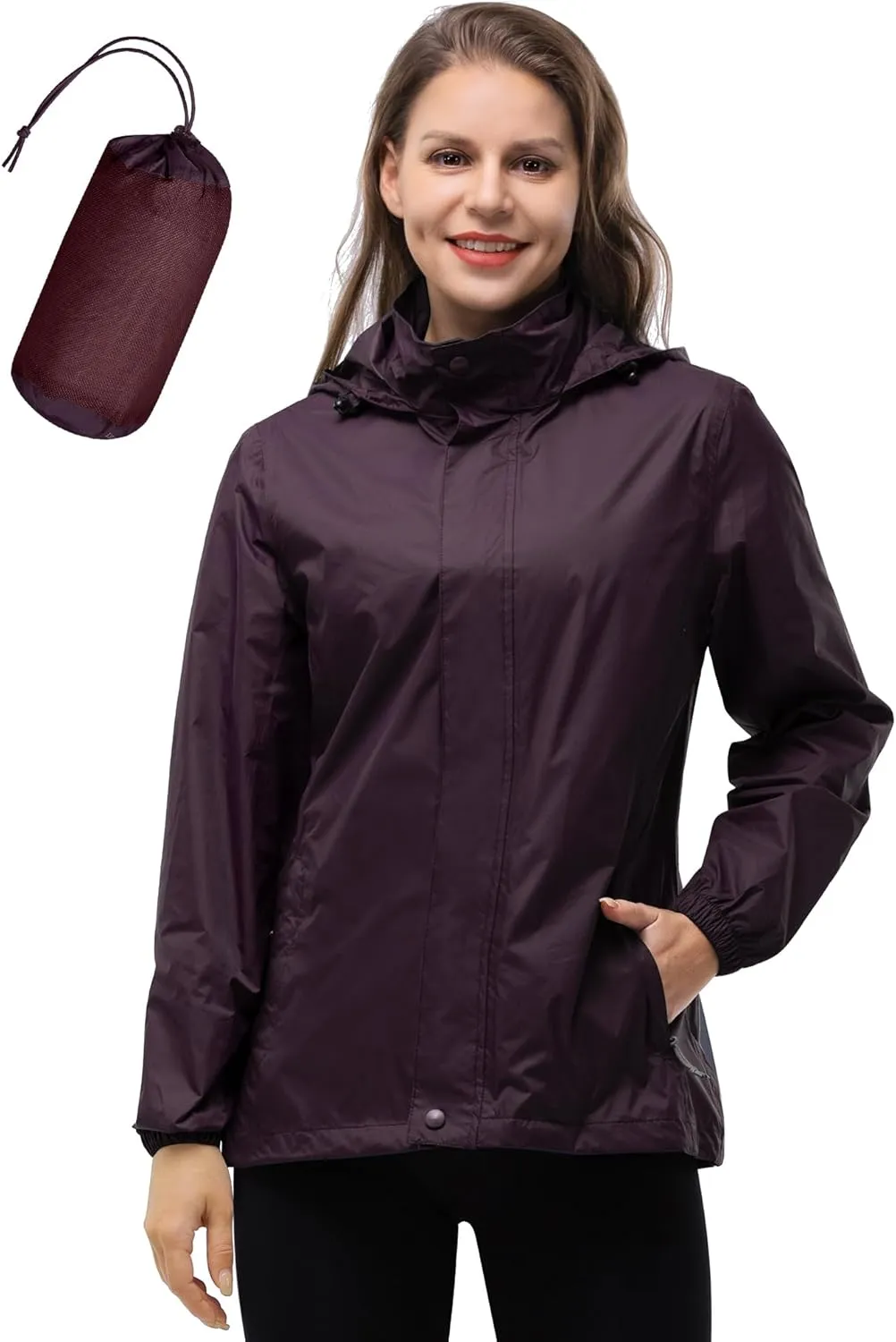 33,000ft Women's Rain Jacket Waterproof Lightweight Packable Raincoat with Hood for Golf Hiking Travel Windbreaker