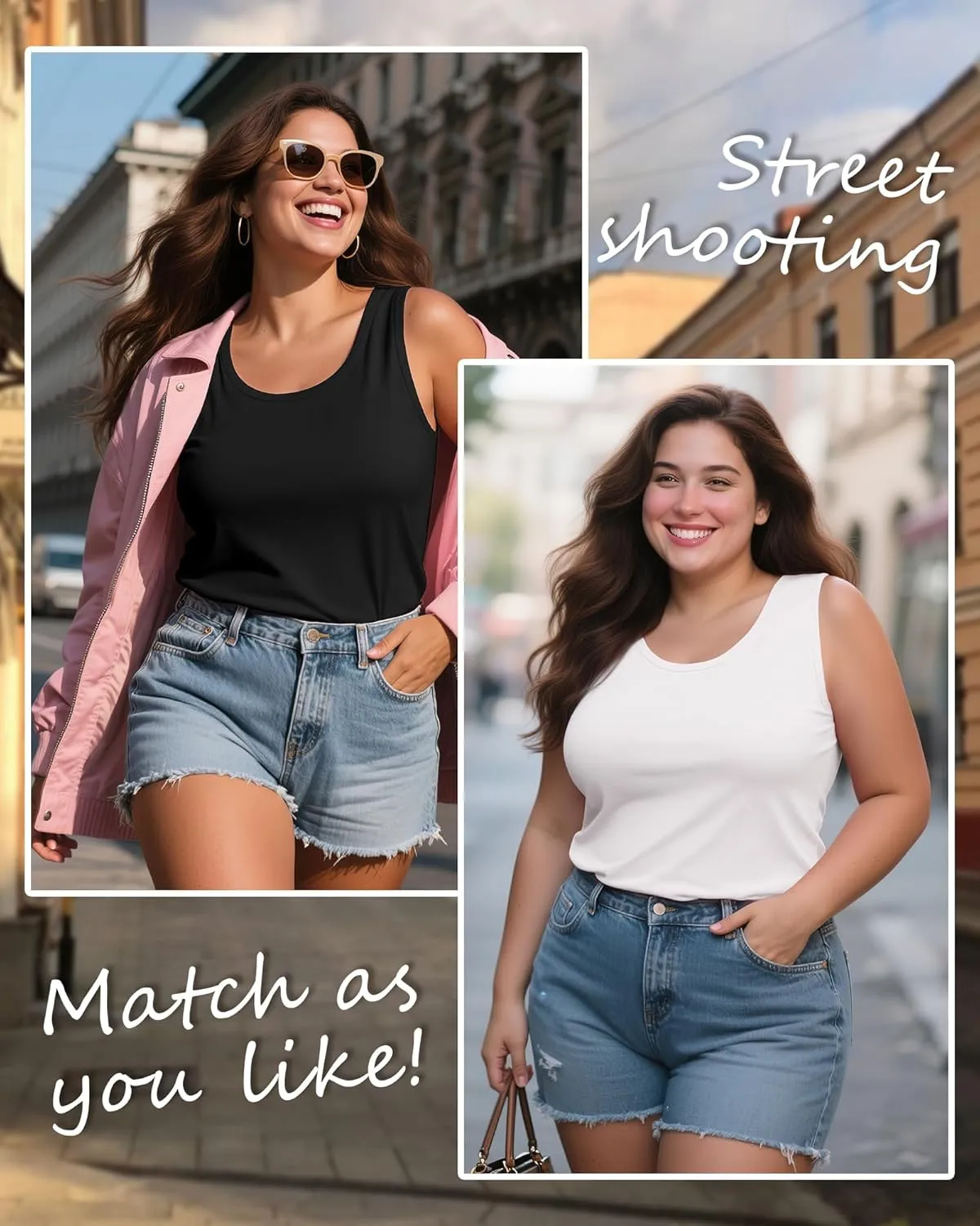 4 Pack Women's Cotton Plus Size Tank Tops, Scoop Neck Sleeveless Shirts Casual Summer Ladies Basic T-Shirts Tee