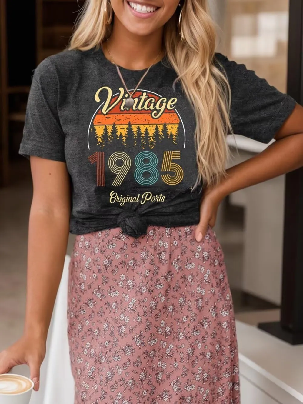 40th Birthday Gift Shirts Vintage 1985 Original Parts Tshirt for Women Letter Print Retro Birthday Casual Tee Tops