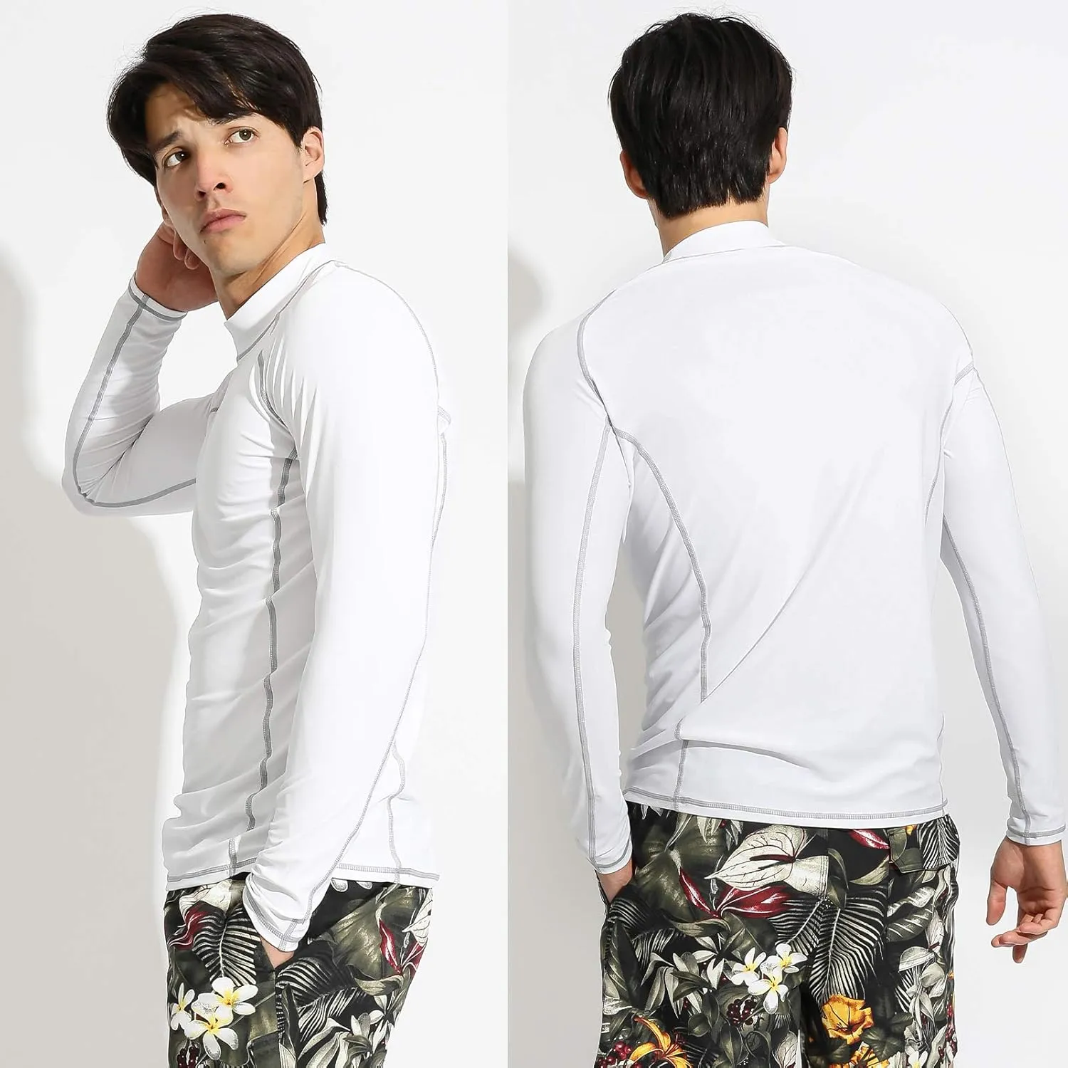 Actleis Men's Long Sleeve Rash Guard, UPF50  UV Sun Protection Swimming Shirts Quick Dry Surf Tee