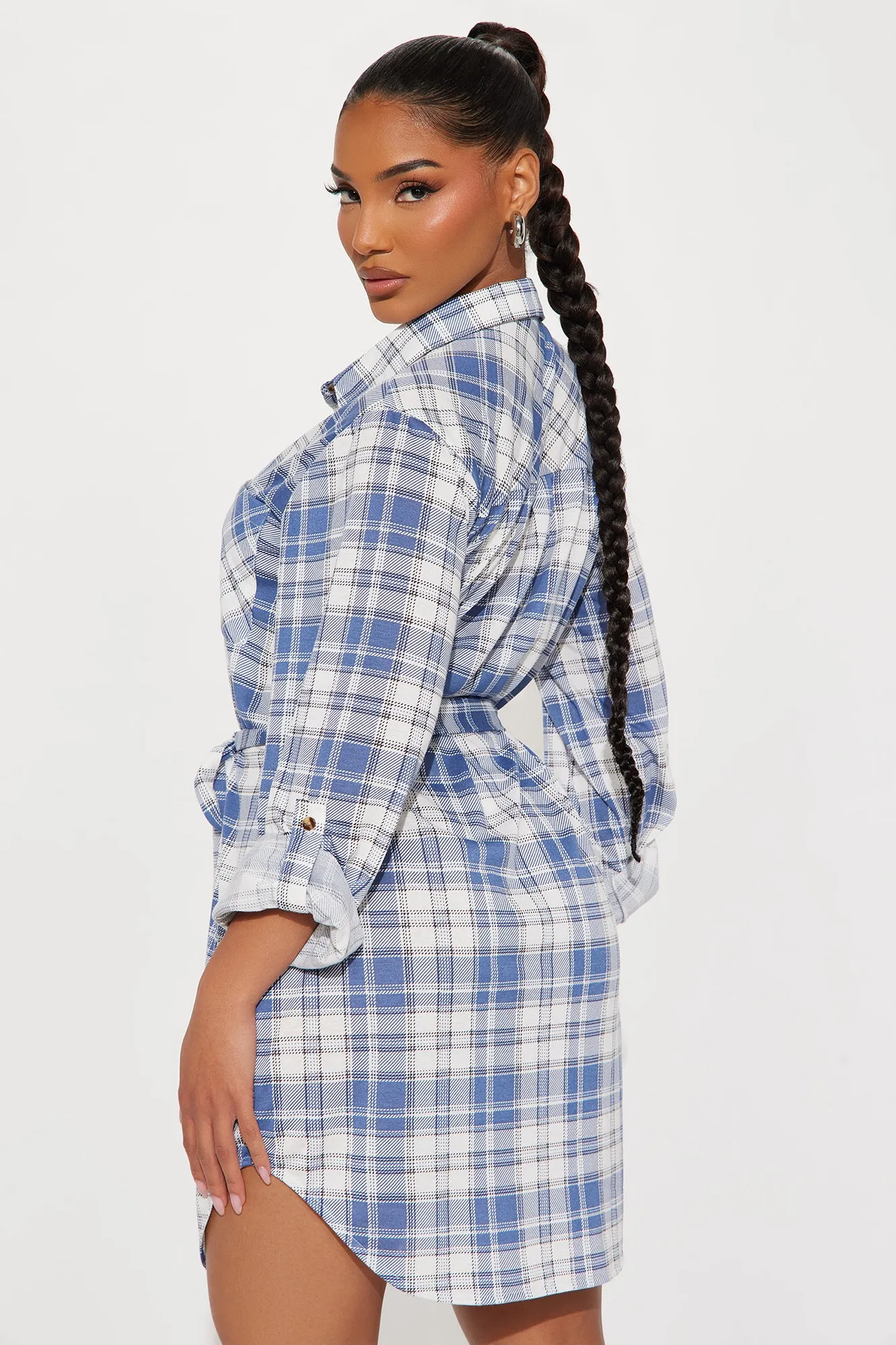 Alyssa Tie Waist Mini Dress - Blue/combo