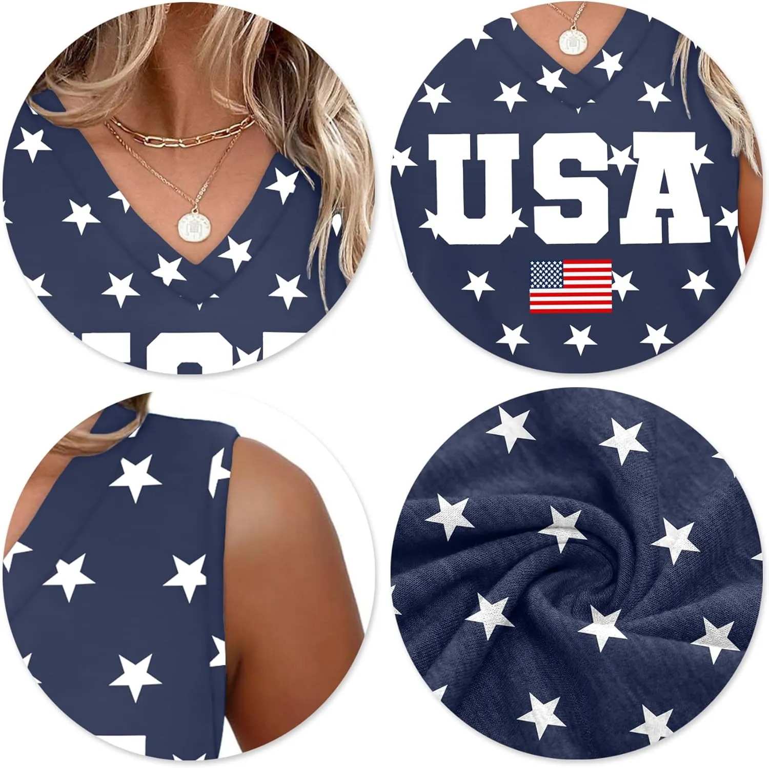 American Flag Tank Tops Women V Neck Patriotic Star Striped Shirt 4th of July Sequin Vest USA Girls Tee