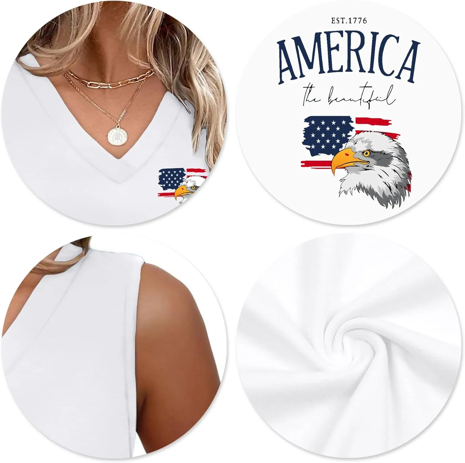 American Flag Tank Tops Women V Neck Patriotic Star Striped Shirt 4th of July Sequin Vest USA Girls Tee