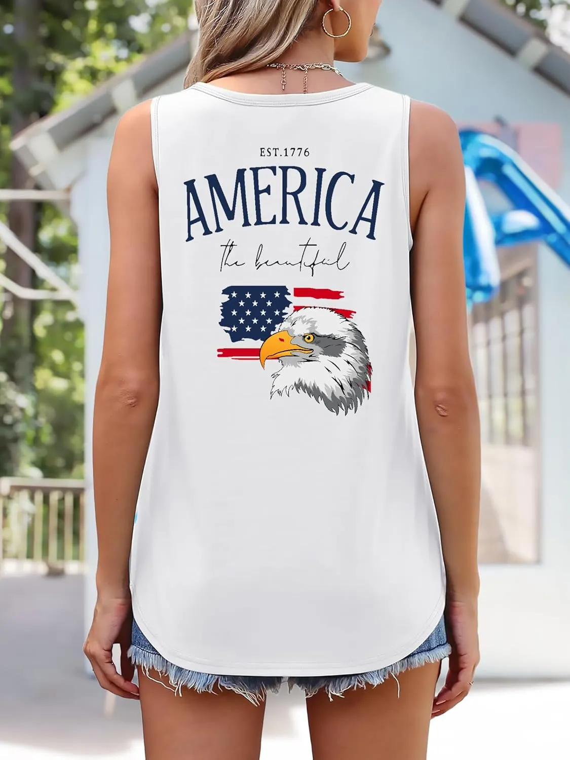 American Flag Tank Tops Women V Neck Patriotic Star Striped Shirt 4th of July Sequin Vest USA Girls Tee