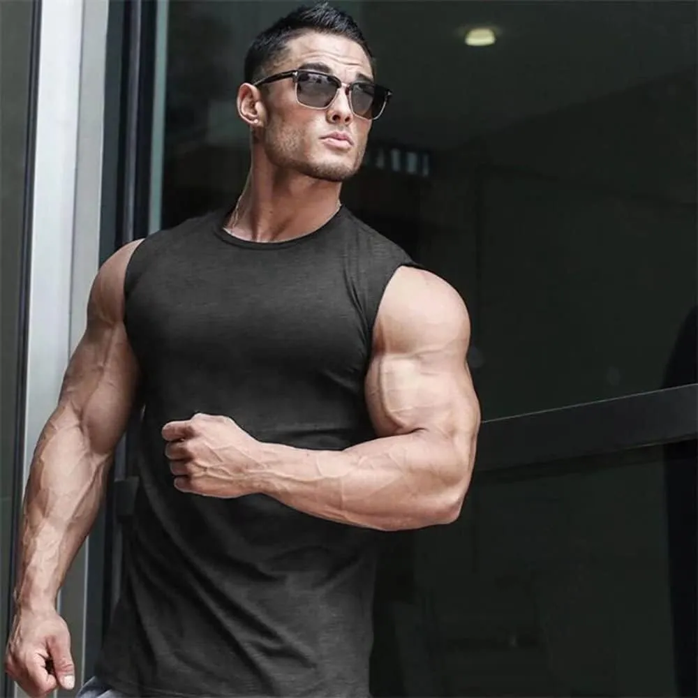 Amussiar Men's 3 Pack Workout Tank Tops Mesh Gym Sleeveless Dry Fit Bodybuilding Shirts Fitness Athletic Muscle Tee