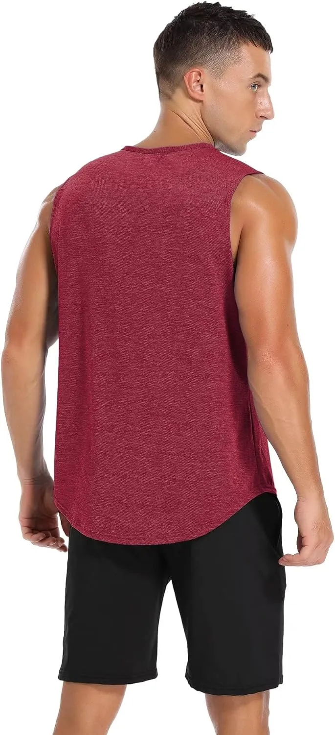 Amussiar Men's 3 Pack Workout Tank Tops Mesh Gym Sleeveless Dry Fit Bodybuilding Shirts Fitness Athletic Muscle Tee