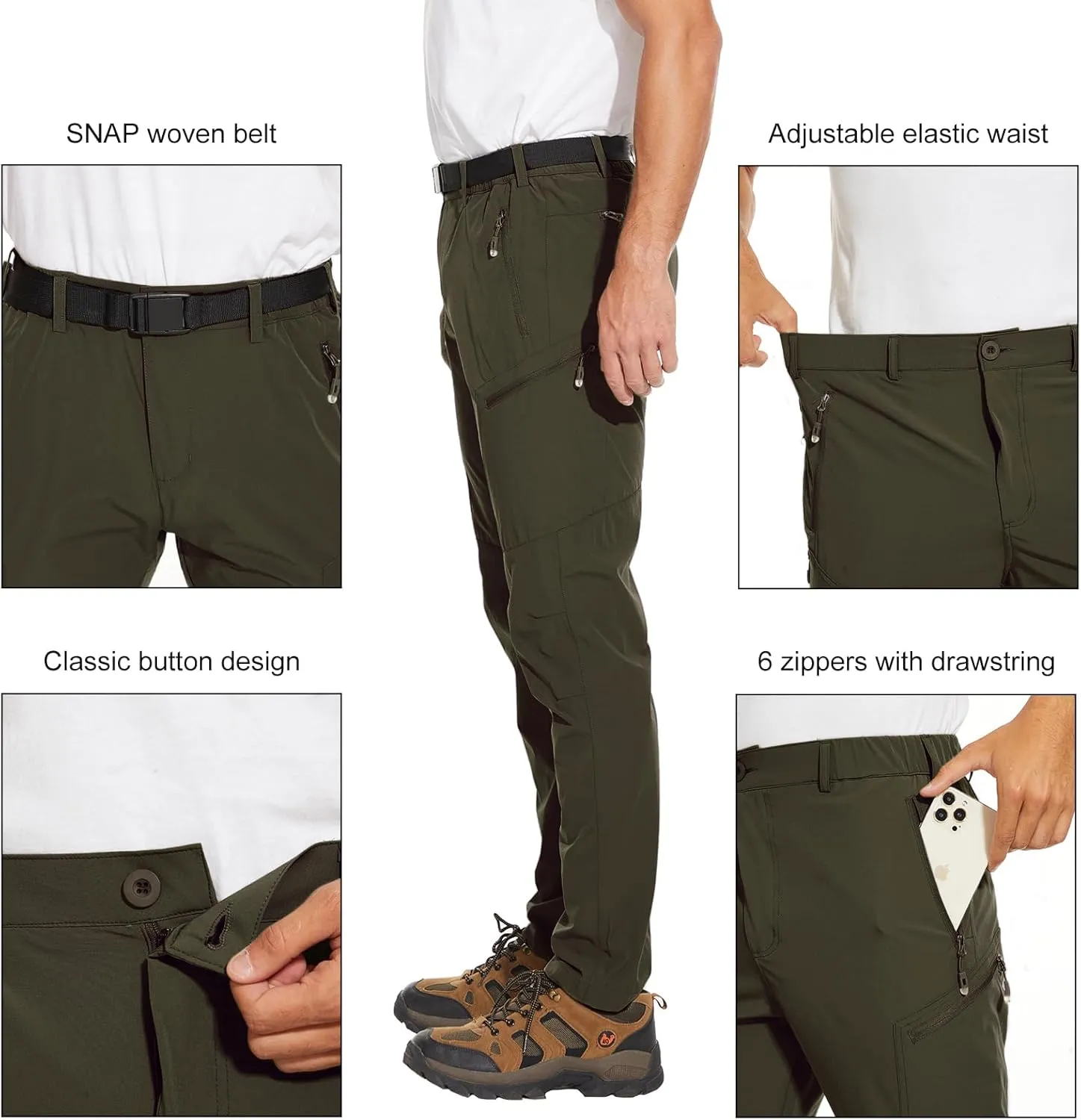 Arunlluta Hiking Pants for Men, Hiking Travel Pants Water-Resistant Mens Work Pants Stretch Quick Dry Lightweight