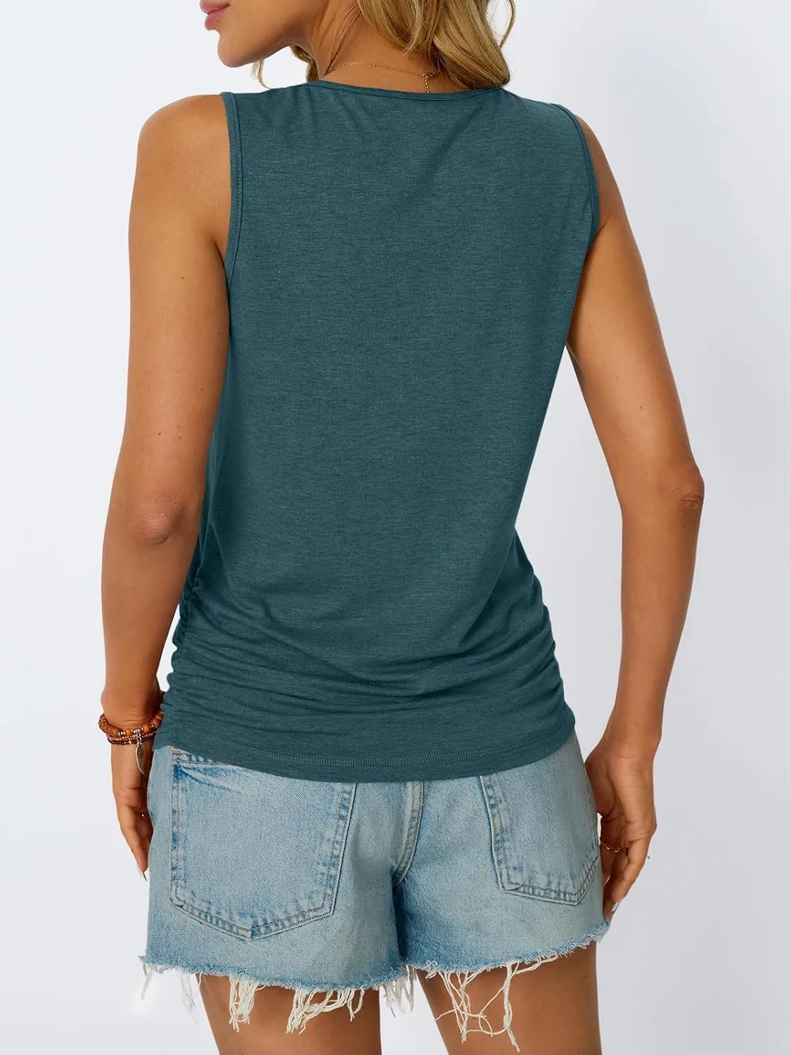 AUTOMET Womens Tank Tops 2025 Sleeveless Square Round Neck Ruched Spring Summer Tee Shirts Basic Outfits Trendy Clothes