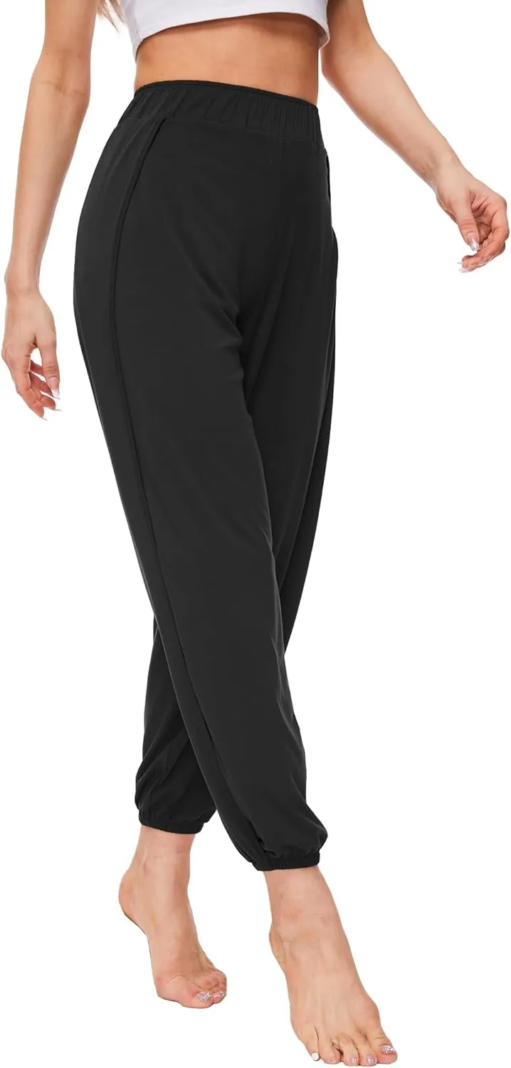 Bamboo Viscose Flowy Pants for Women Yoga Side Slit Pants