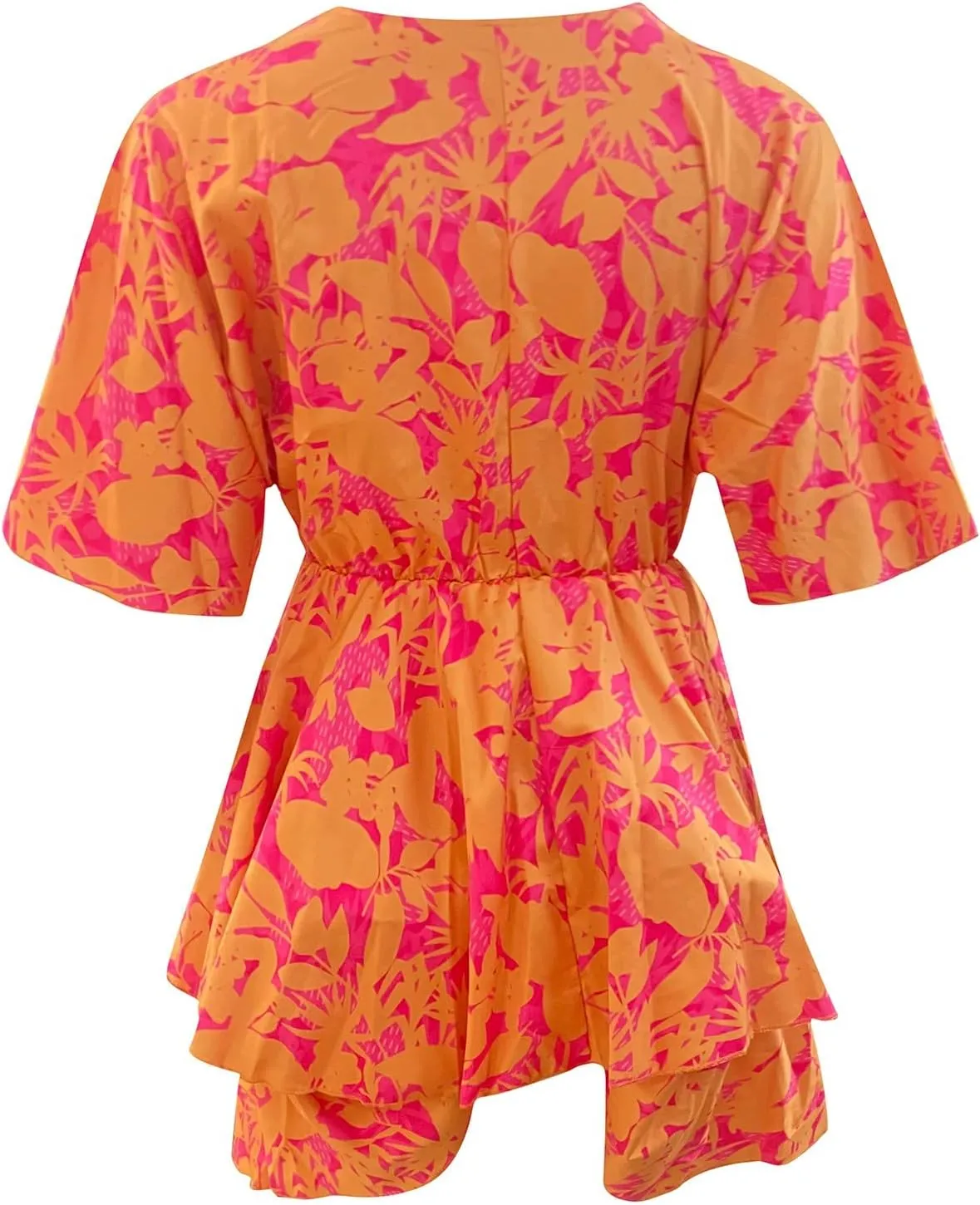 BAXLIMEK Beach Dresses for Women,2025 Elegant Deep V Neck Batwing Sleeve Mini Dress Flowy Ruched Tiered Print Vacation Dress