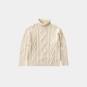 Braided Roll Neck Sweater (Dusty White)
