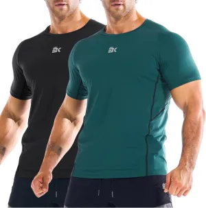 BROKIG Men's DiamondGrid Workout Gym Shirt-Breathable Short Sleeve Muscle Tee,Quick Dry Crewneck Top for Bodybuilding