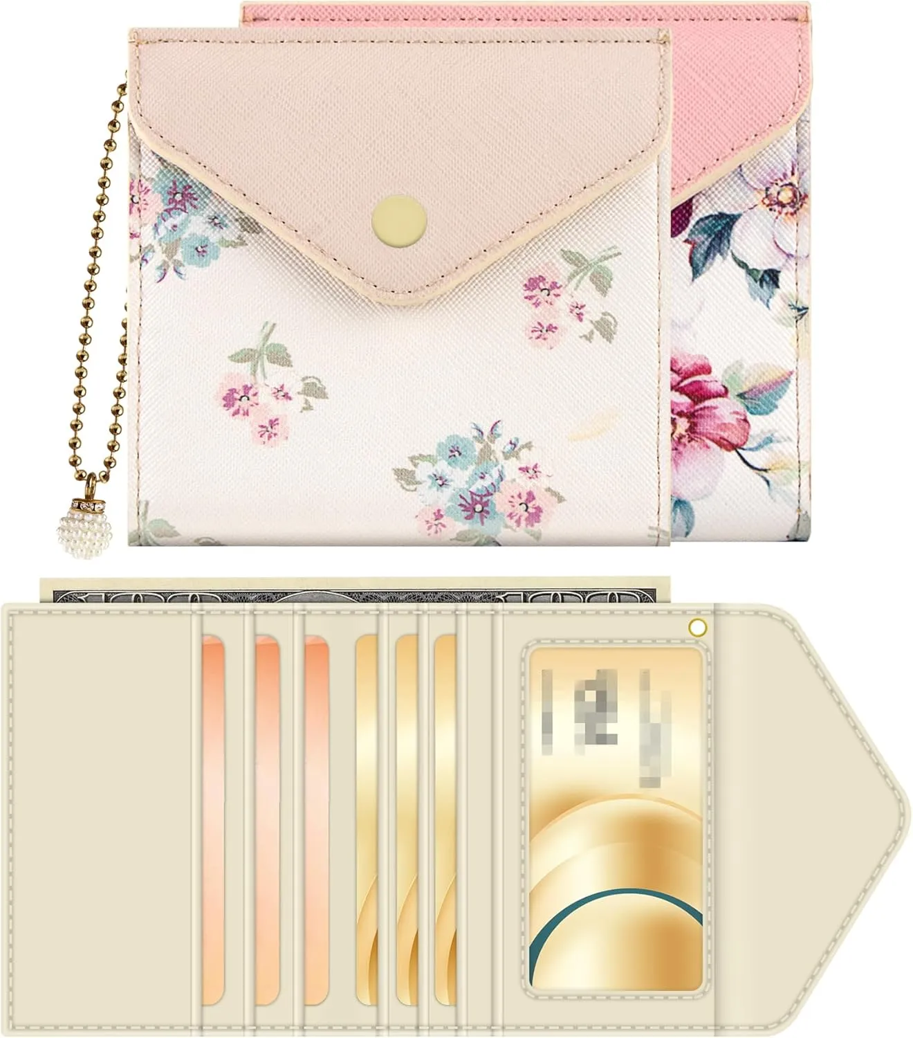 bvya Women's Small Slim Wallet Pouch Credit Card Holder Mini Bifold Purse With RFID Blocking (2 PCS #F)