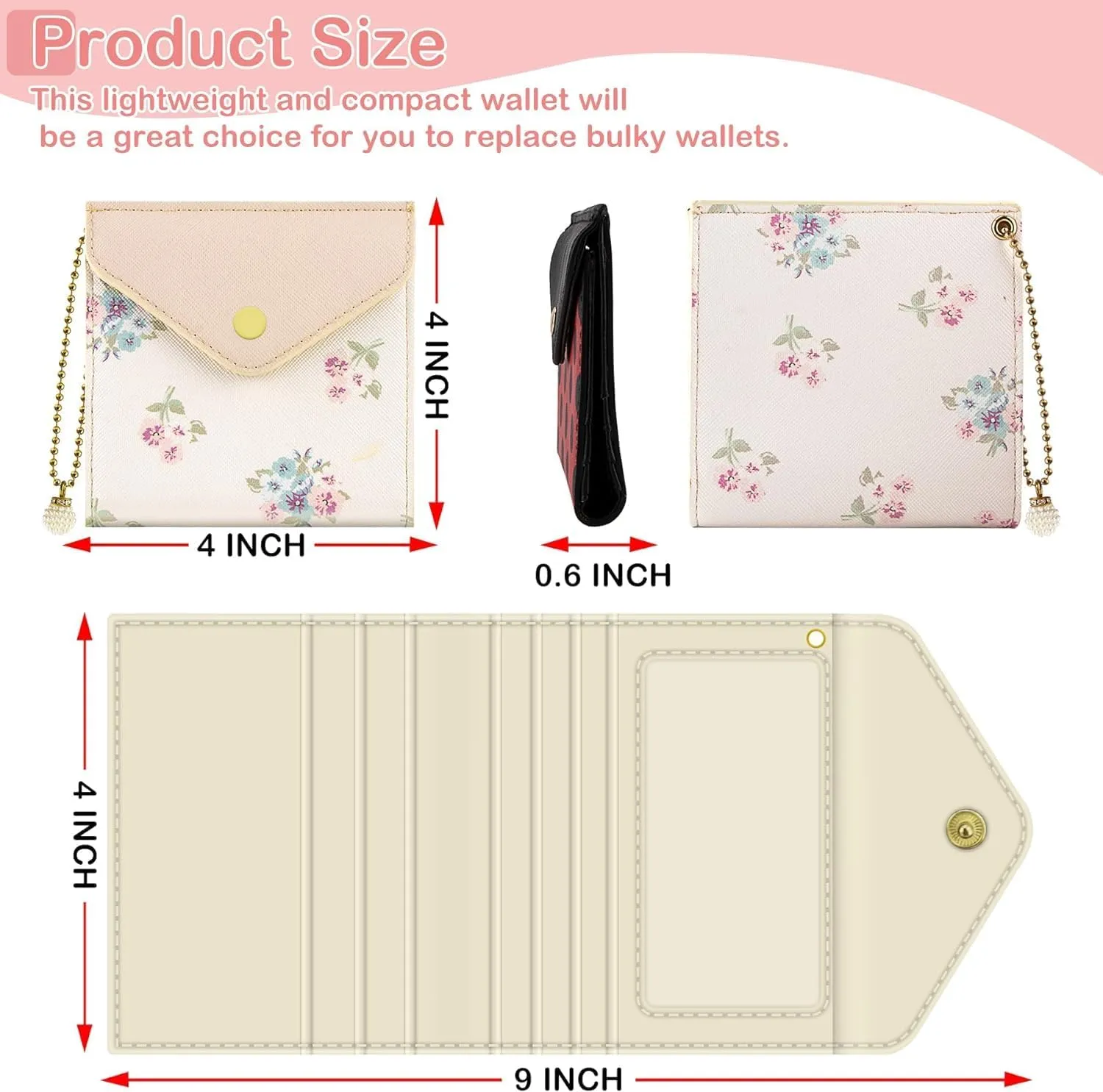 bvya Women's Small Slim Wallet Pouch Credit Card Holder Mini Bifold Purse With RFID Blocking (2 PCS #G)