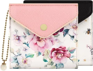 bvya Women's Small Slim Wallet Pouch Credit Card Holder Mini Bifold Purse With RFID Blocking (2 PCS #I)
