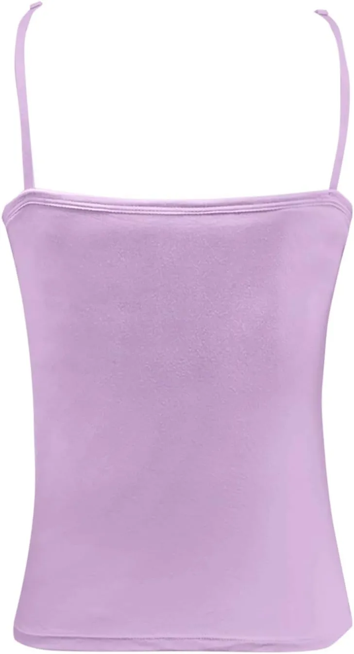 Camisole Tops For Women Built In Bra Adjustable Spaghetti Strap Tank Tops Shelf Bra Casual Sleeveless Loose Fit Tee