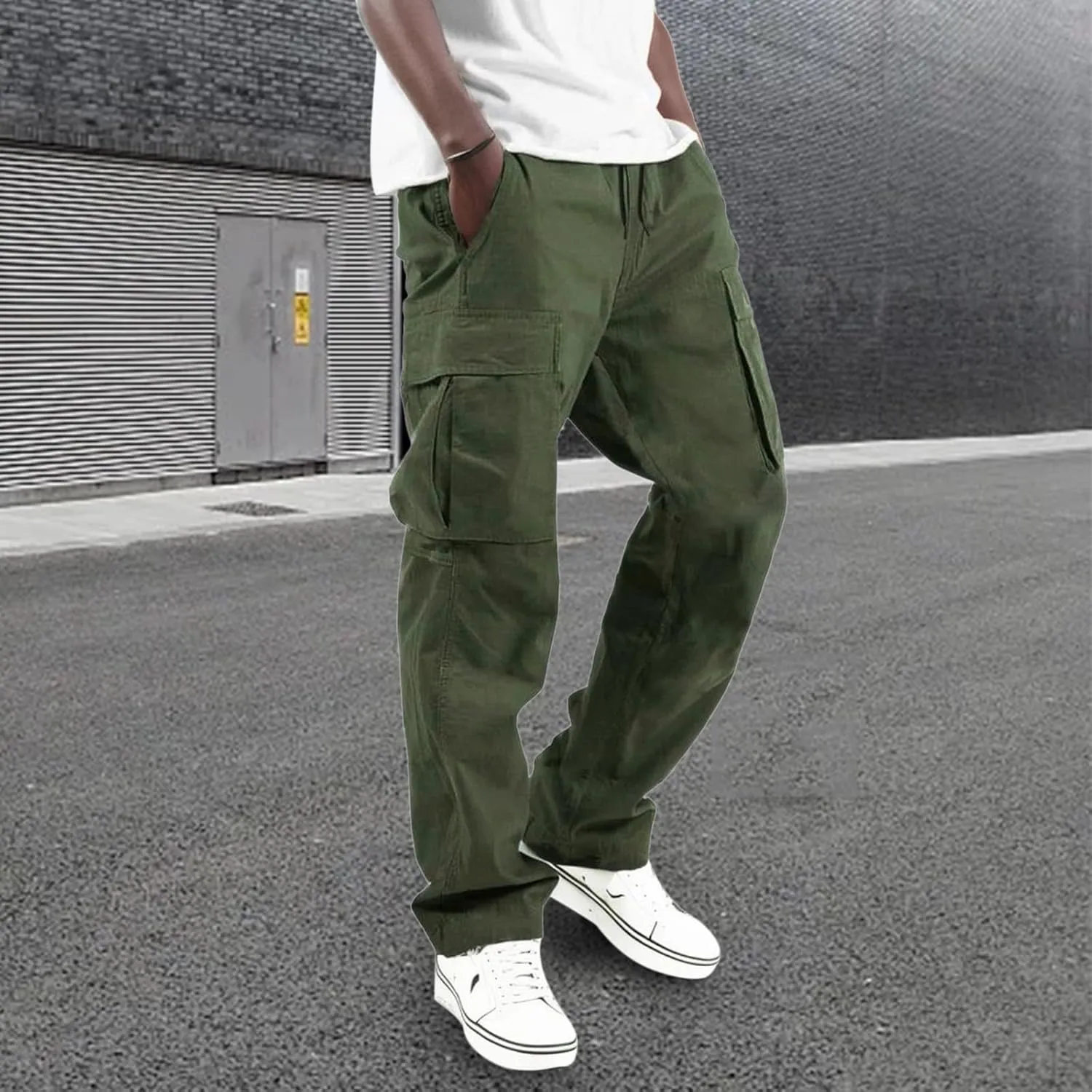 Cargo Pants for Men Straight Leg Hiking Joggers Lightweight Tactical Pant Outdoor Streetwear Trousers with Pocket