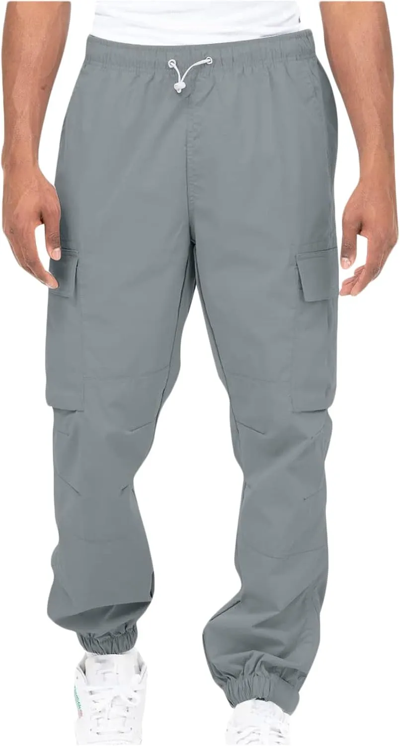 Cargo Pants Men 2023 Cotton Elastic Waist Multi Pockets Outdoor Sweatpants Solid Beam Feed Loose Tooling Trousers