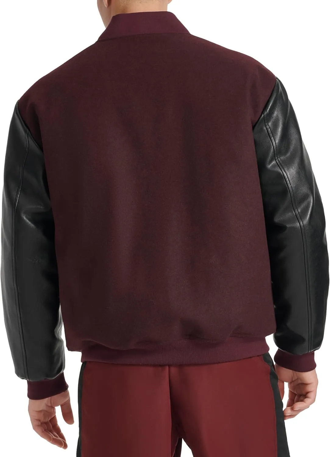 Champion Men's Letterman Varsity Bomber Jacket with Faux Leather Sleeves