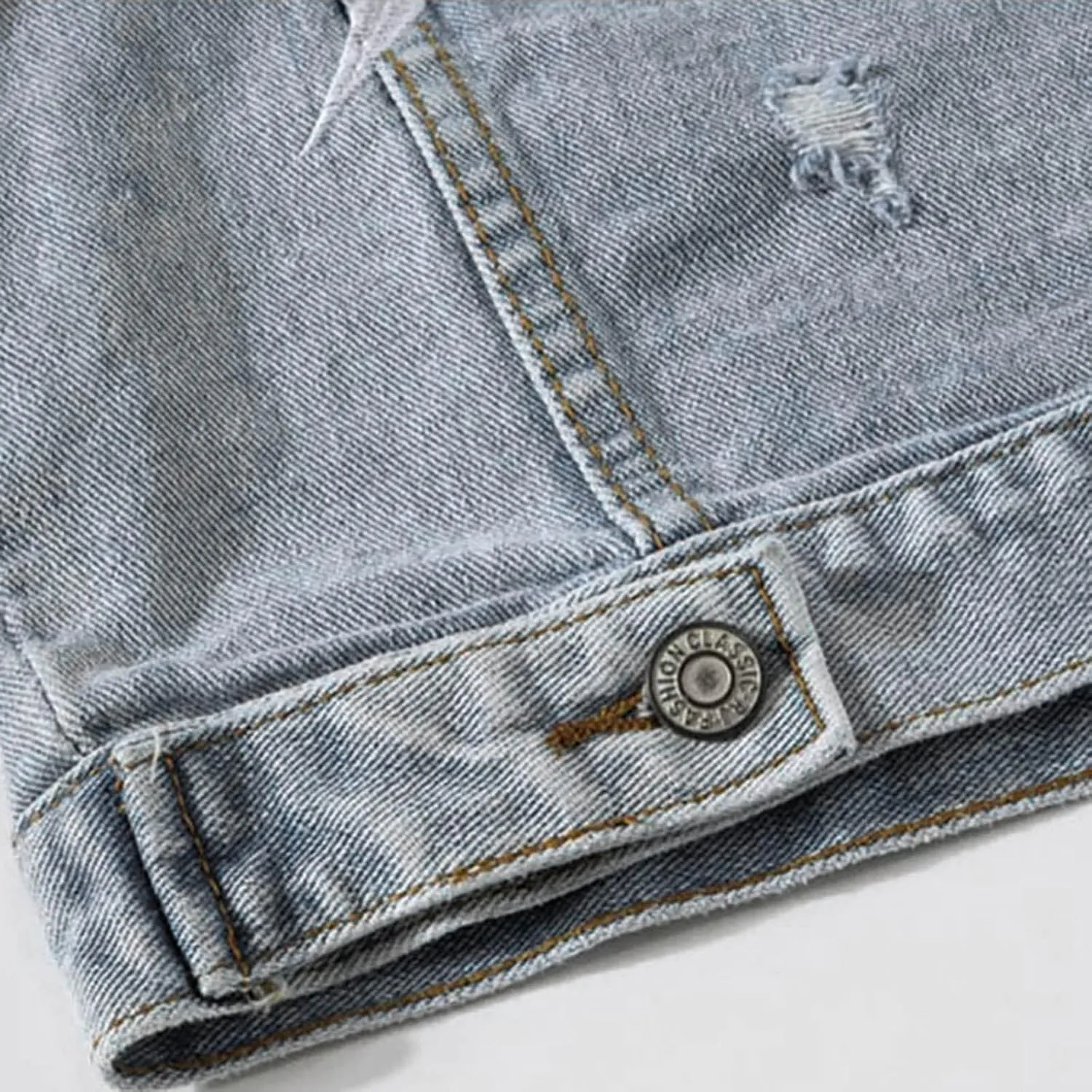 Chaqueta Denim Vest Para Hombre Slim Fit Button Down Sleeveless Shirts for Men Retro Distressed Destroyed Jeans Jacket