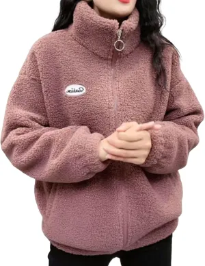 CHARTOU Women Shaggy Fuzzy Sherpa Fleece Jacket Oversized Zip Up Hoodie Shacket Warm Faux Shearling Coat Winter