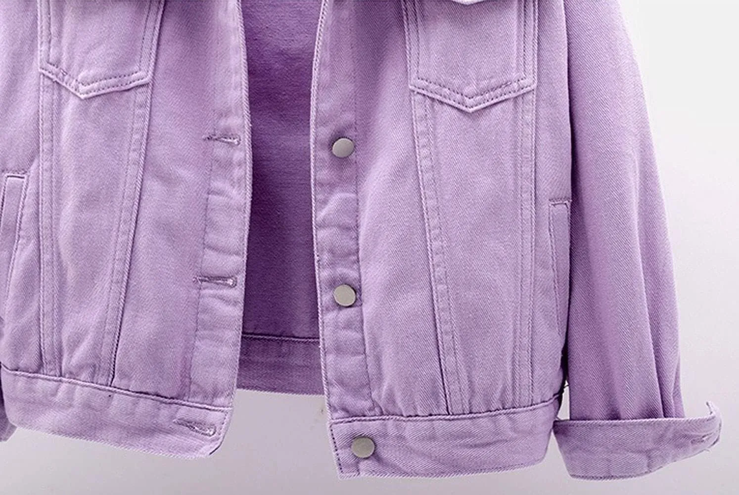 CHARTOU Women's Cute Loose Fit Button Down Long Sleeve Pockets Short Denim Jean Jacket