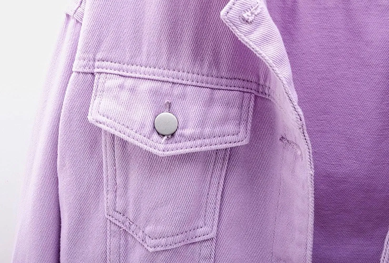 CHARTOU Women's Cute Loose Fit Button Down Long Sleeve Pockets Short Denim Jean Jacket
