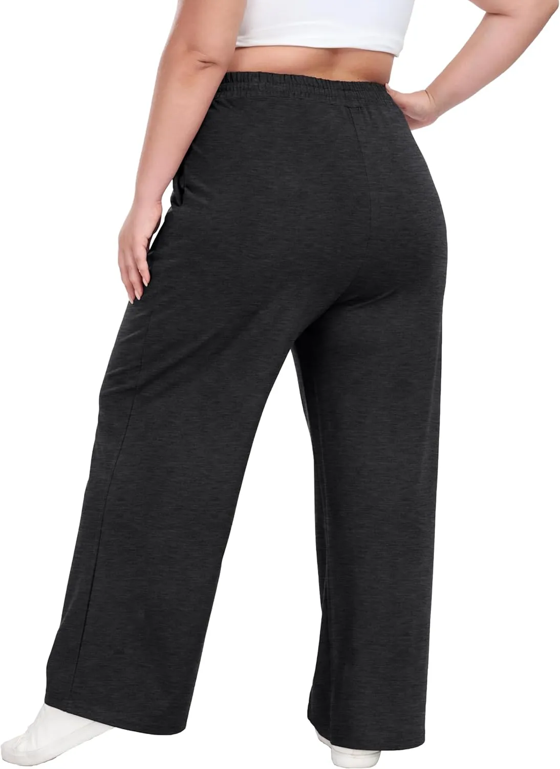 Cheapestbuy Women's Plus Size Casual Pants Comfy Wide Leg Pants Stretchy Loose Fit Lounge Pants with Pockets