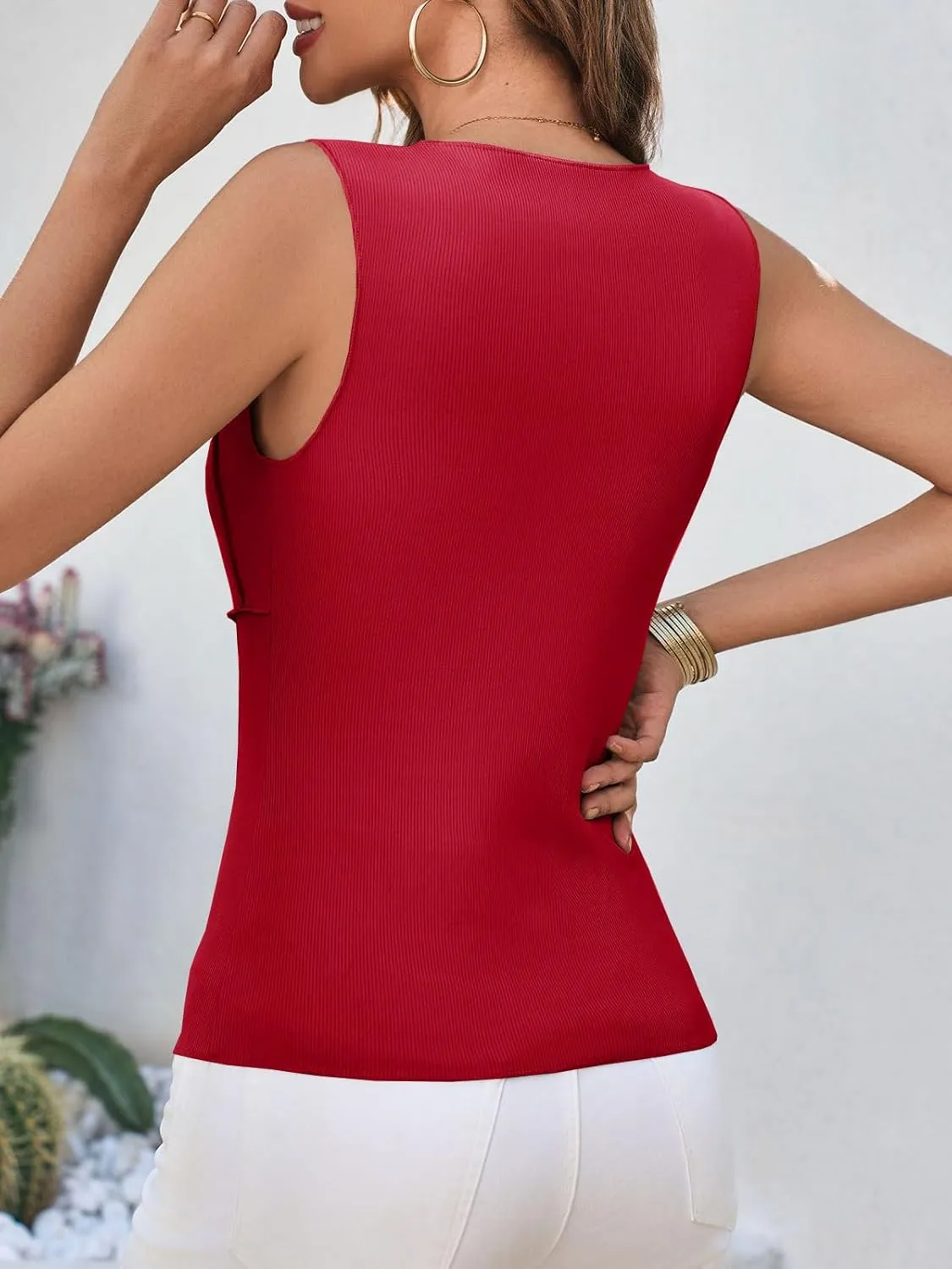 Cicy Bell Womens Ribbed Tank Tops Fitted Summer Dressy Casual Sleeveless Shirts Cute Crew Neck Basic Tee