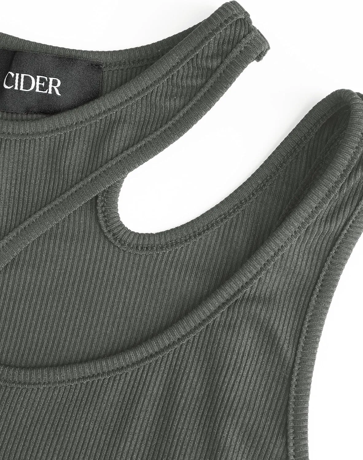 CIDER Women's Cut Out Tops Asymmetrical Neck Sleeveless Crop Tank Tops Slim Fitted Ribbed Tee Trendy Y2K Outfits