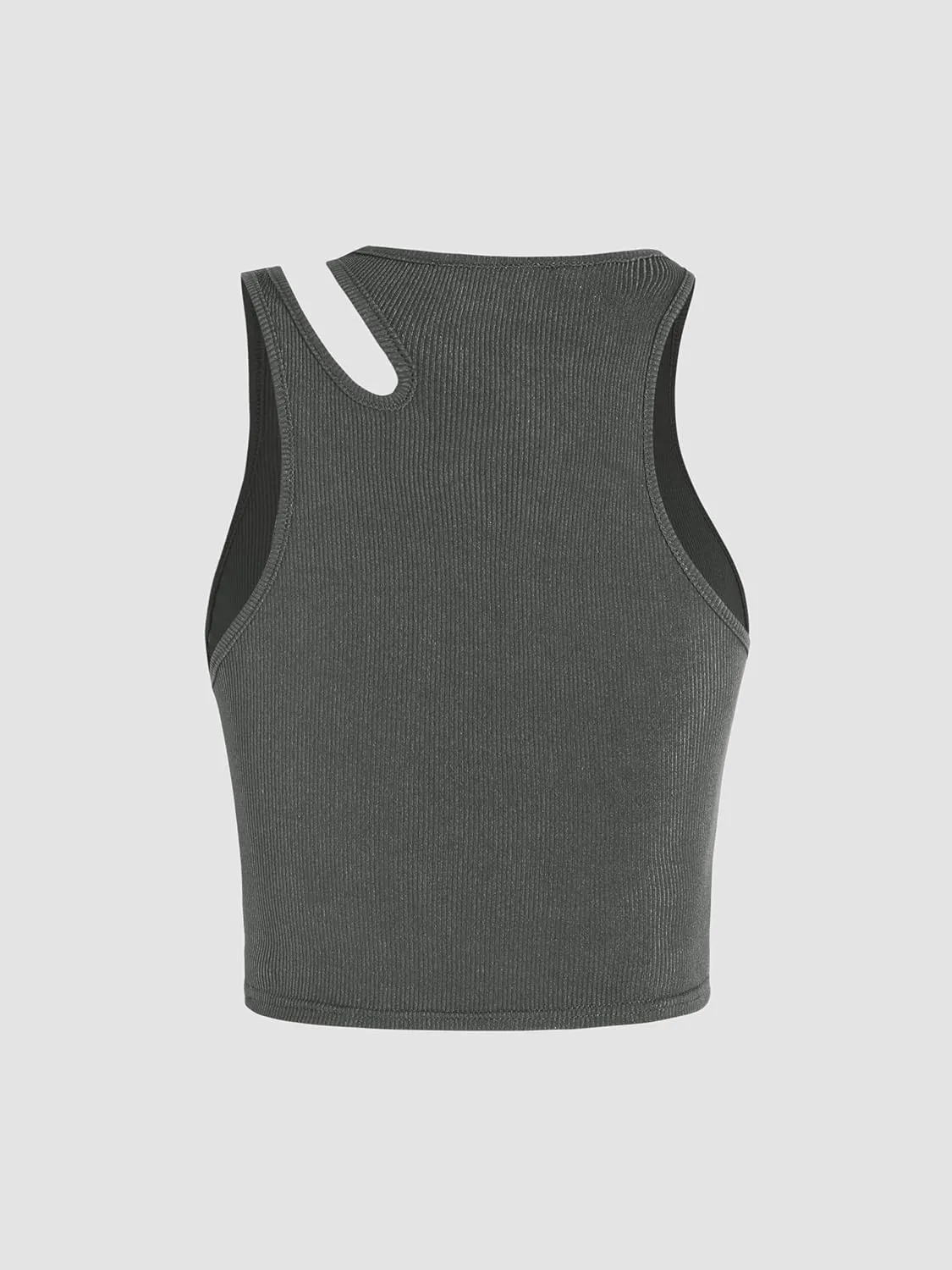 CIDER Women's Cut Out Tops Asymmetrical Neck Sleeveless Crop Tank Tops Slim Fitted Ribbed Tee Trendy Y2K Outfits