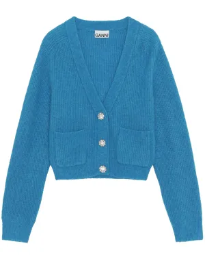 Cloisonne Wool Knit Embellished Button Cardigan