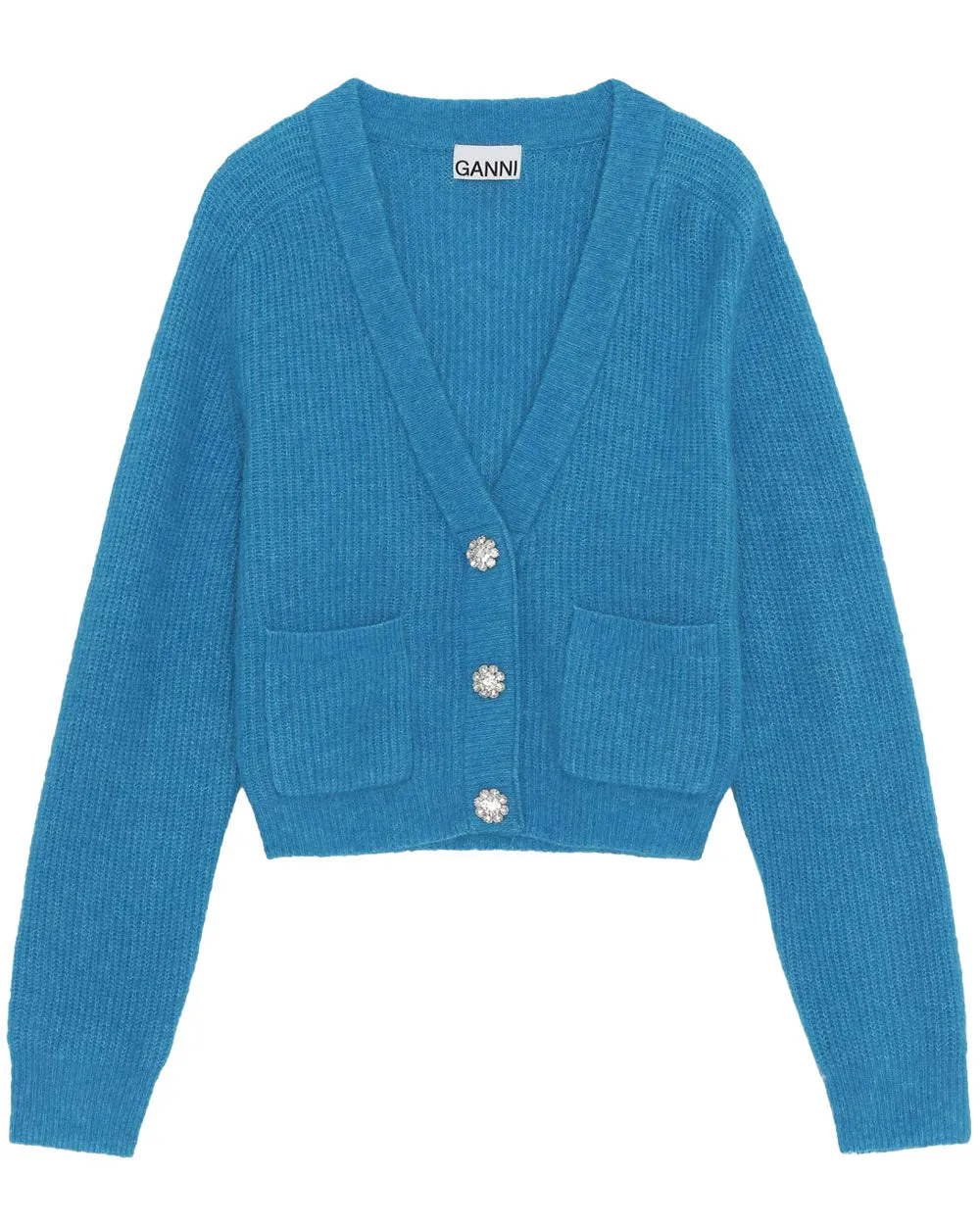 Cloisonne Wool Knit Embellished Button Cardigan