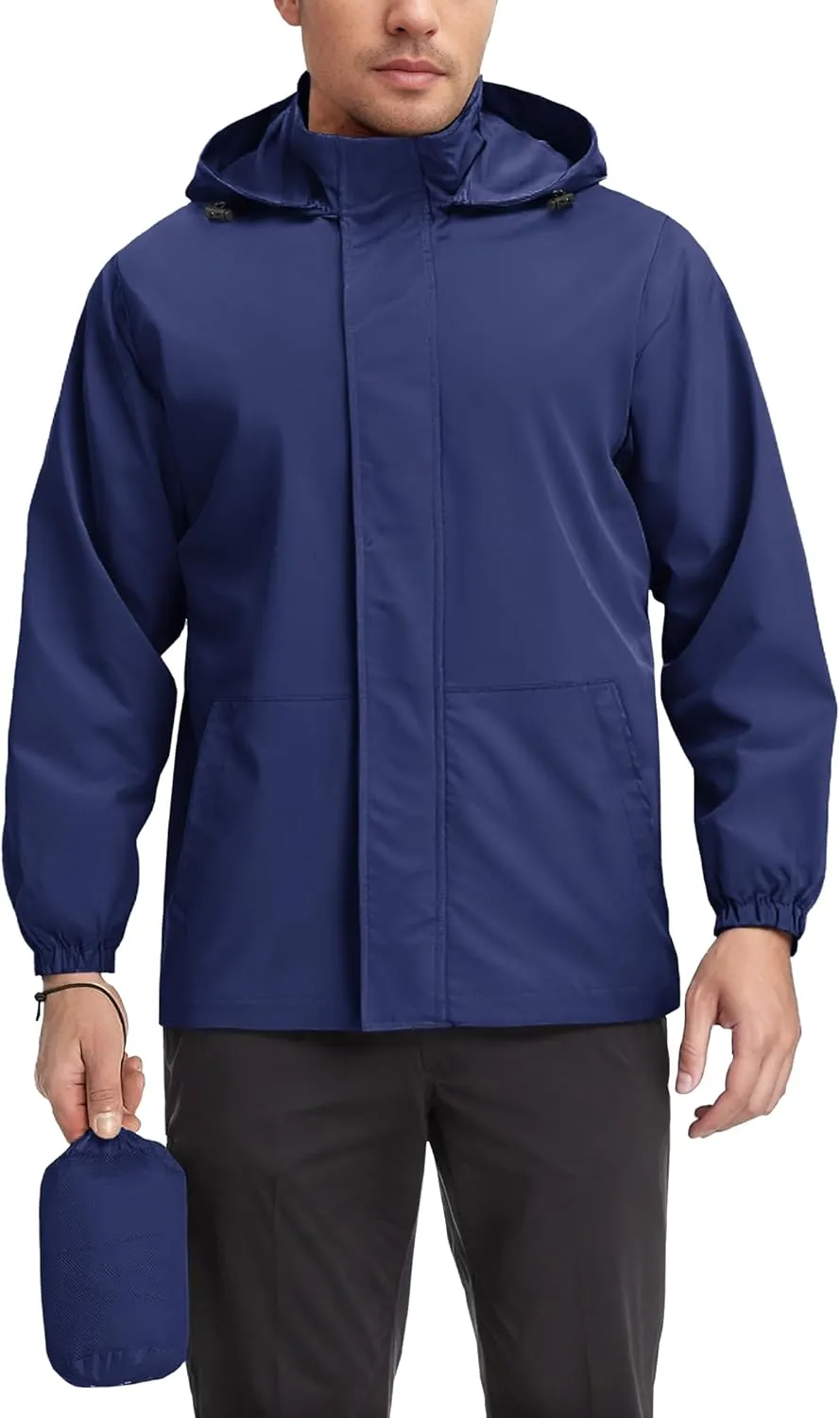 COOFANDY Rain Jacket Men Waterproof Lightweight Packable Raincoat Hooded Windbreaker For Hiking Golf Running