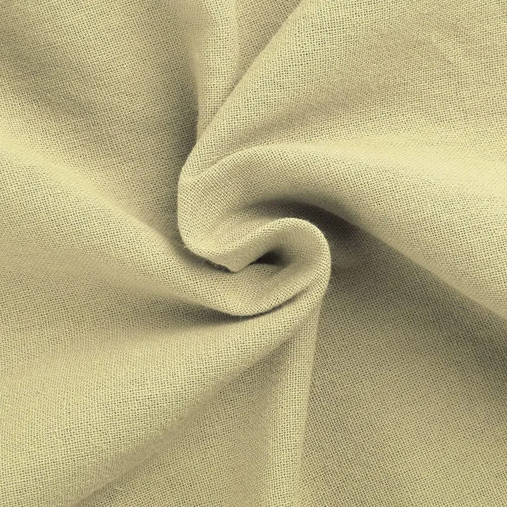 Cotton Linen Pants for Women Elastic Waisted Drawstring Straight Wide Leg Trousers Summer Lightweight Long Pant