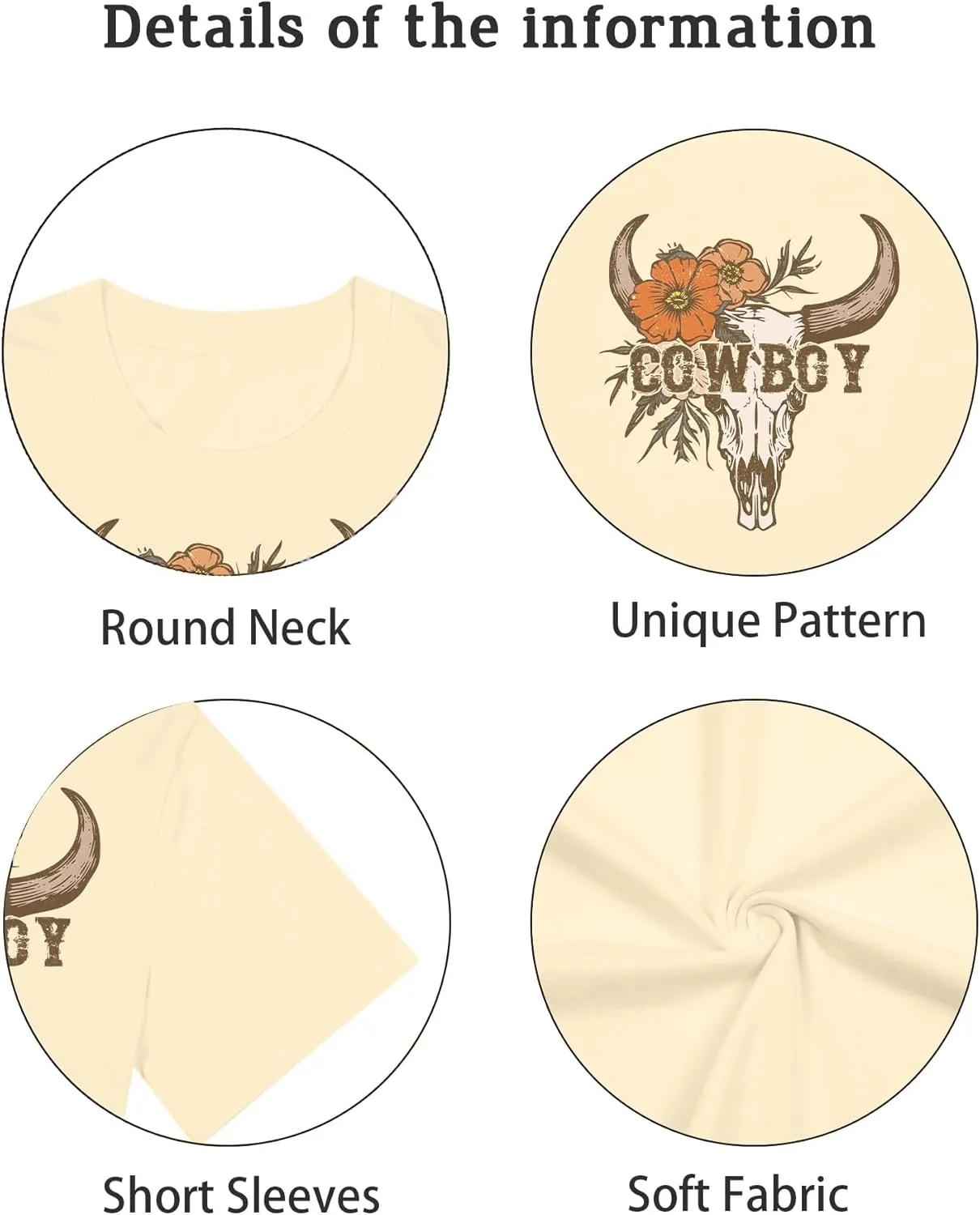 Cow Skull Shirts for Women Western Cowgirl Tshirt Vintage Rodeo Country Concert Outfit Cowboy Graphic Tee Tops