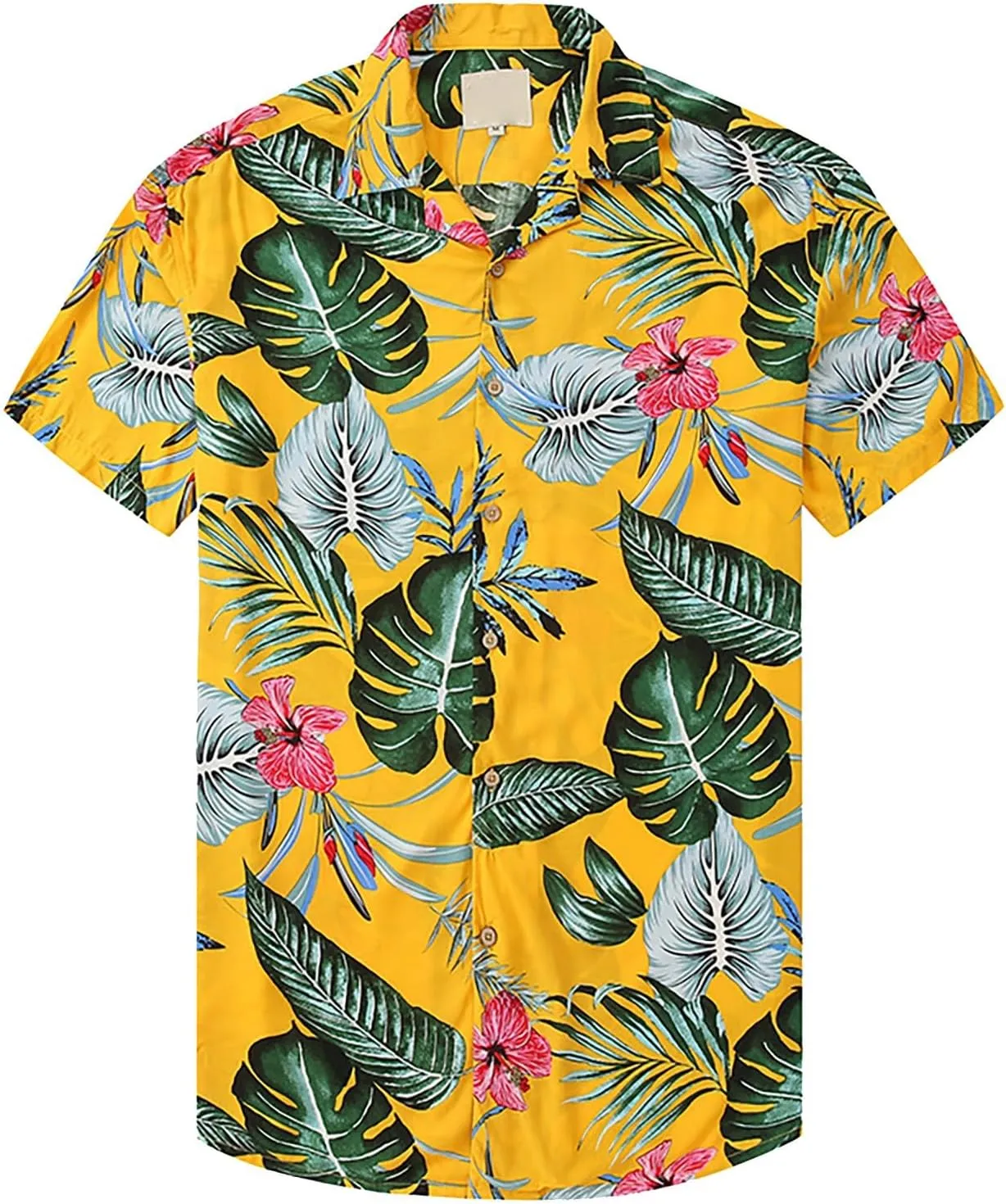 CRNTCEM Men's Casual Hawaiian Shirt Floral Printed Button-Down Cruise Shirts Short Sleeve Tropical Travel Beach Shirt