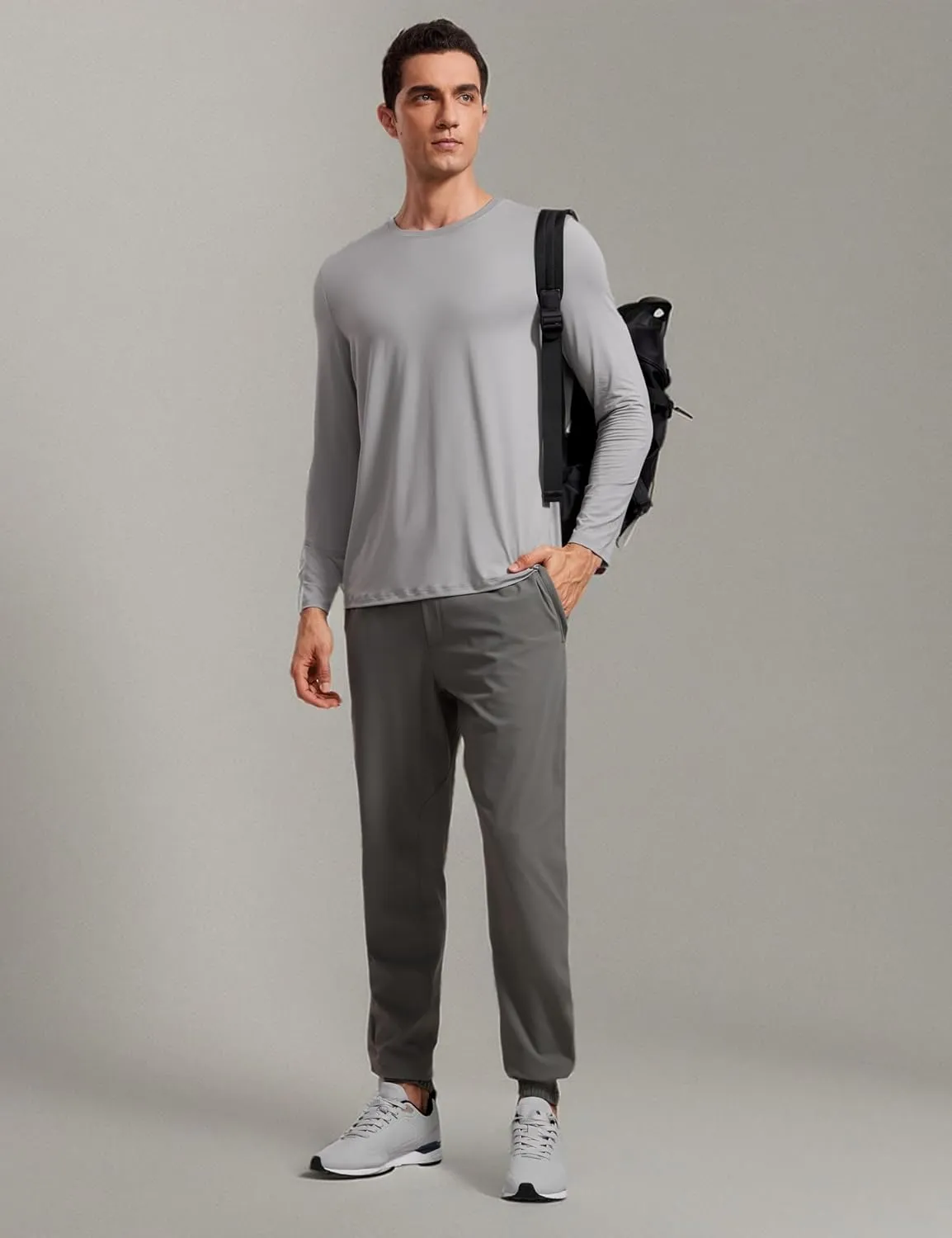 CRZ YOGA Long Sleeve Workout Shirts for Men Lightweight Athletic Gym Running Tops Breathable Casual Tee Shirts