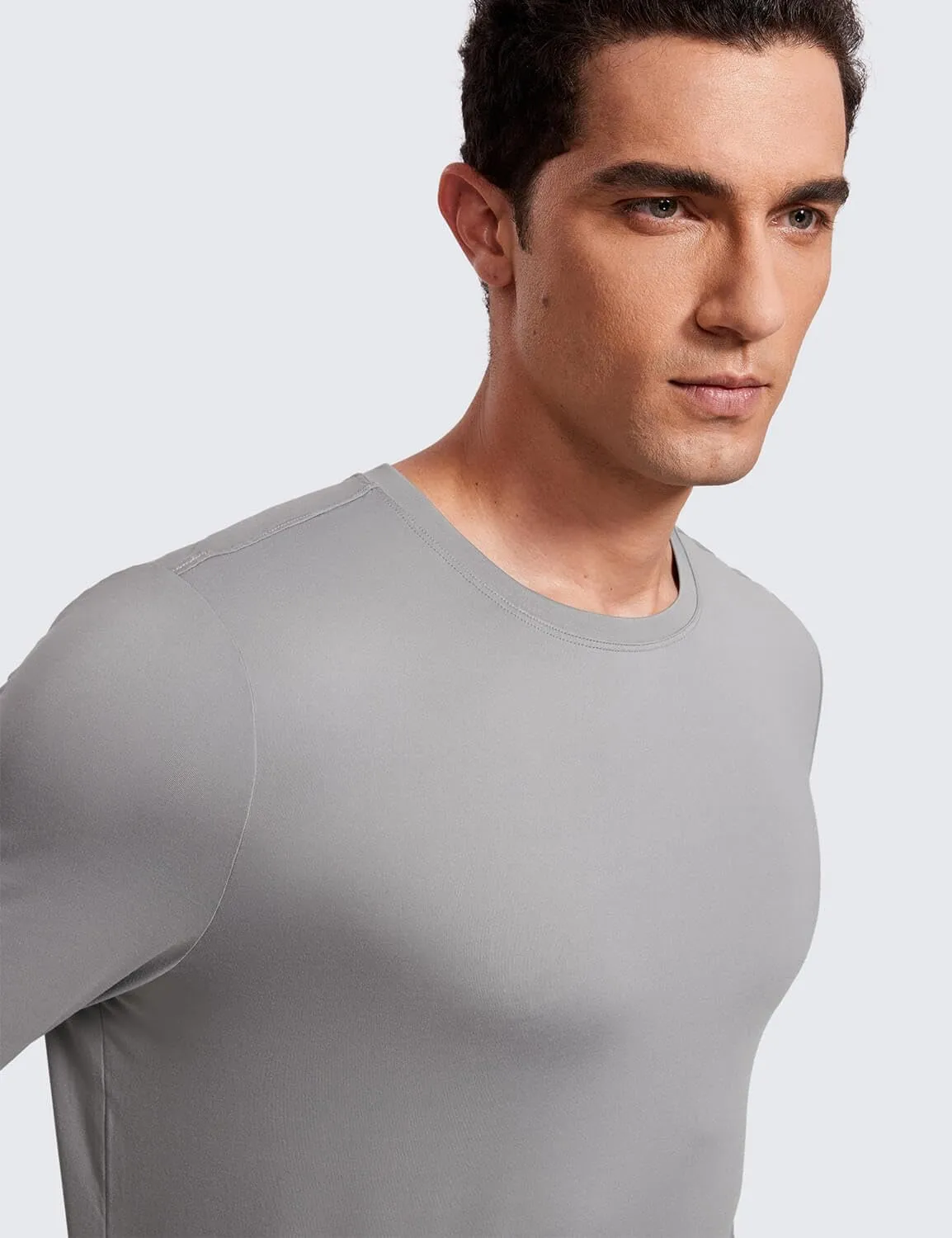 CRZ YOGA Long Sleeve Workout Shirts for Men Lightweight Athletic Gym Running Tops Breathable Casual Tee Shirts