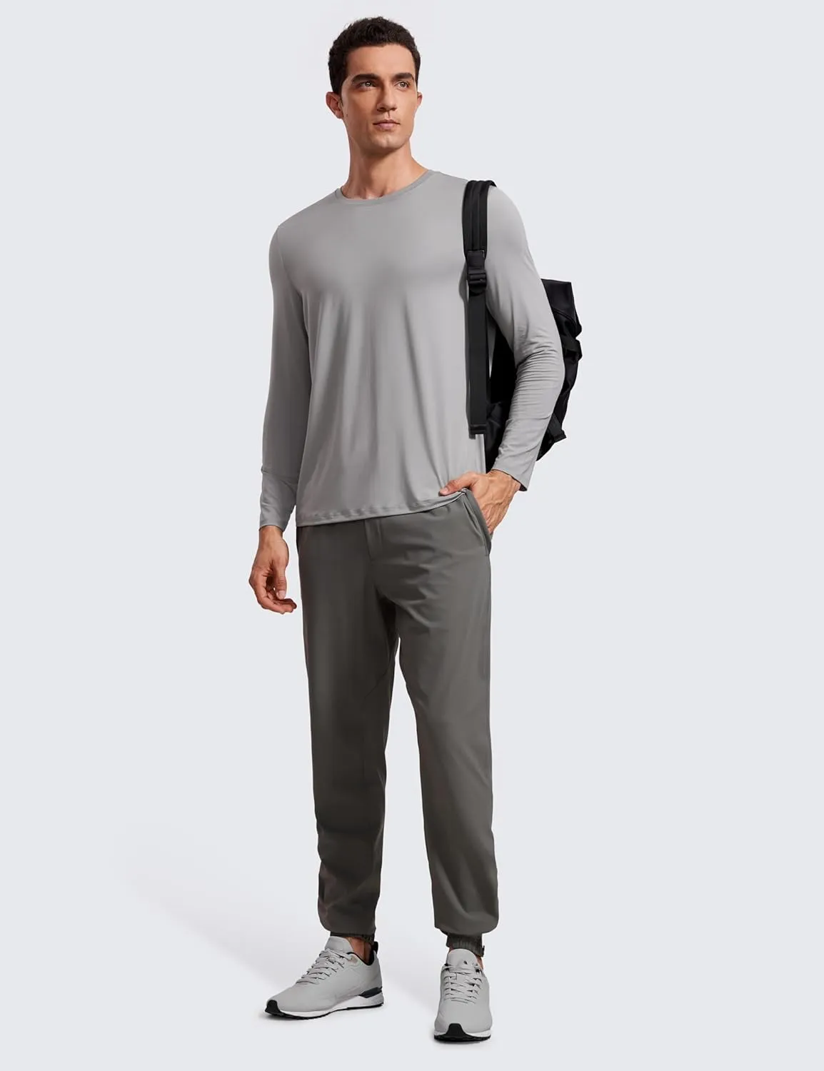 CRZ YOGA Long Sleeve Workout Shirts for Men Lightweight Athletic Gym Running Tops Breathable Casual Tee Shirts