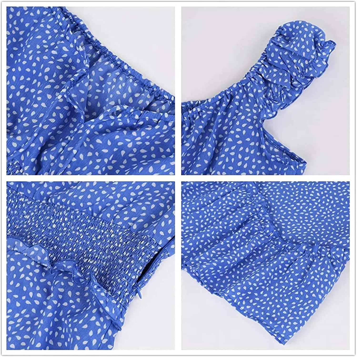 Cute Dresses for Women Ruffle Sleeve Sweetheart Neckline Printing Dress Elastic High Waist A-line Mini Sundress
