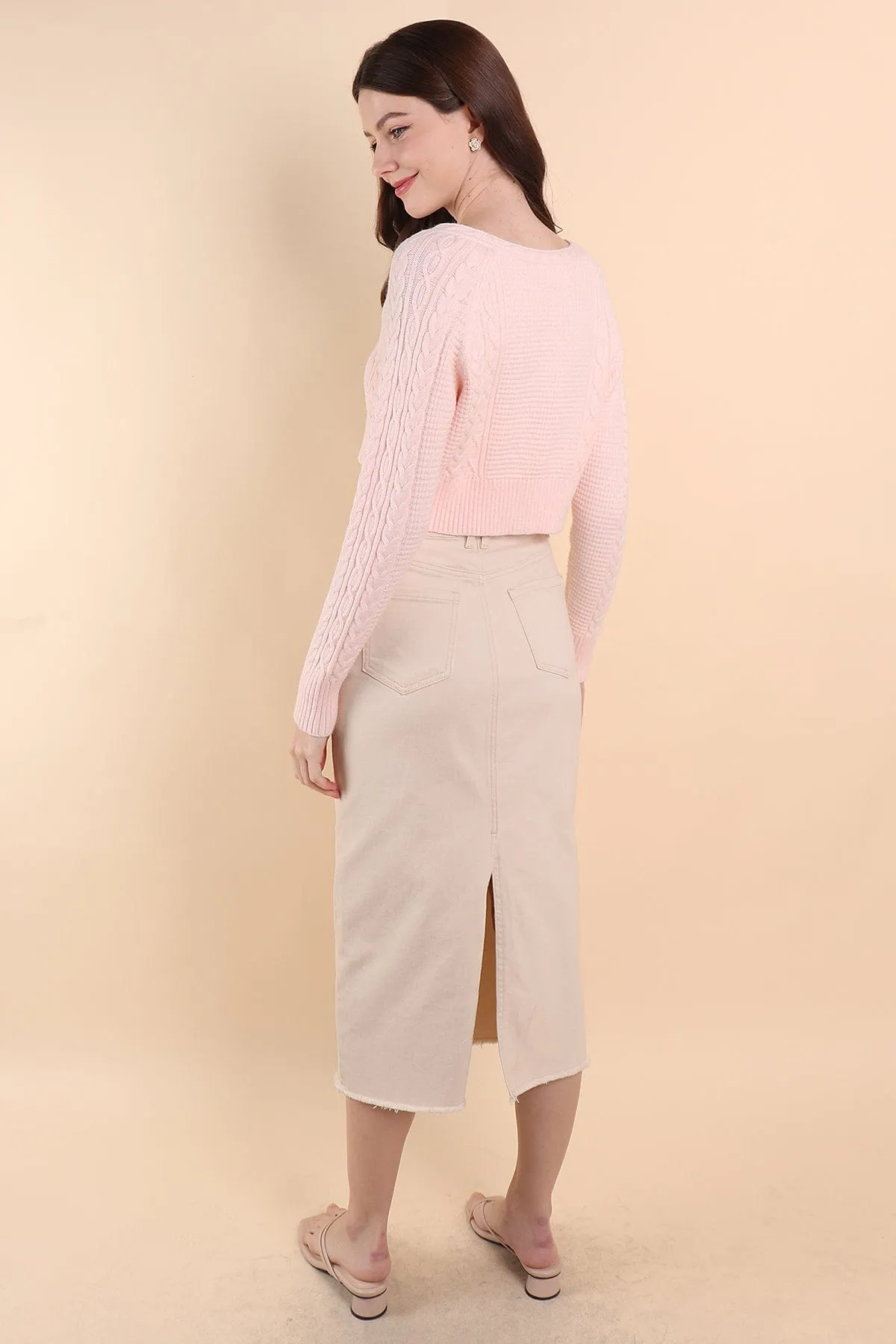 DANIELLE WEAVED CARDIGAN IN SOFT PINK