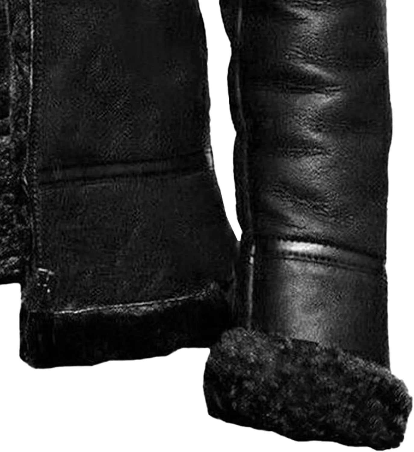 DGHM-JLMY Men's Faux Leather Jacket Warm Fleece Lined Thick Coat Heavyweight Zipper Up Fur Collar Motorbike Jacket