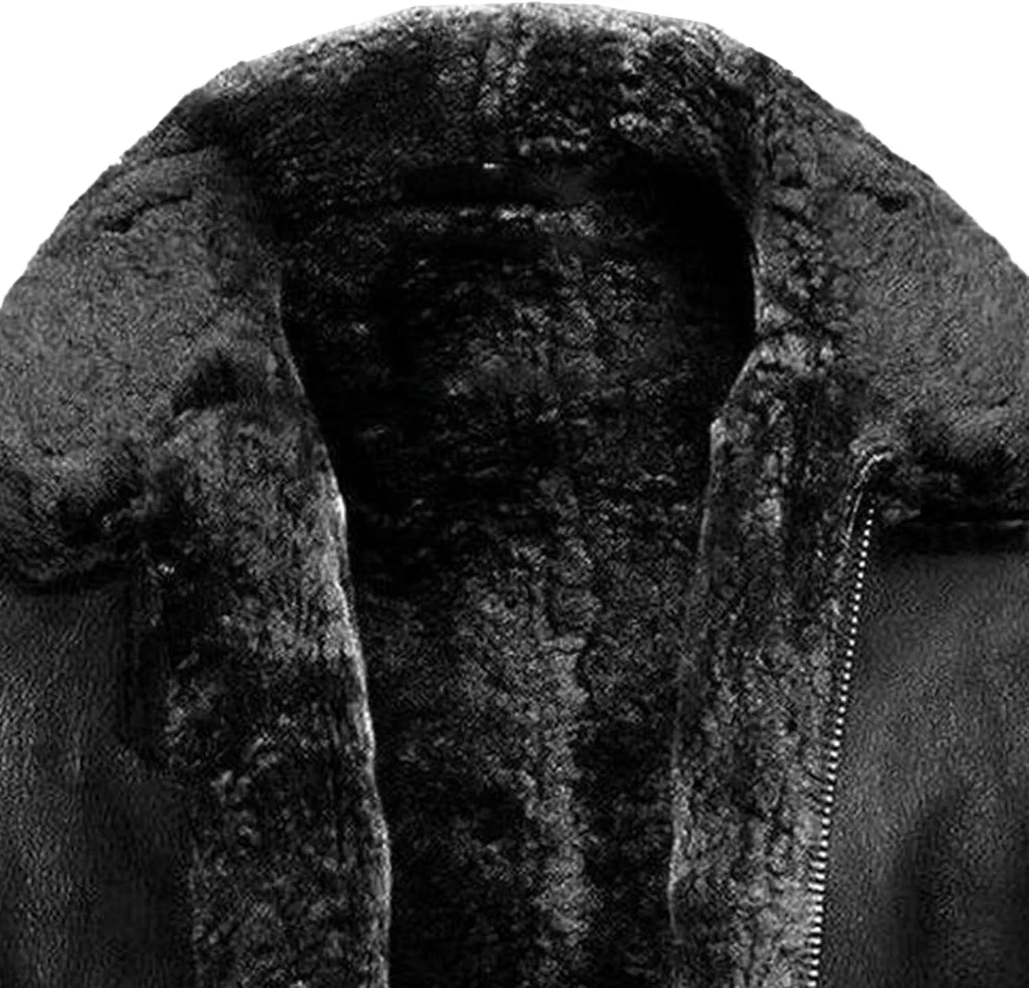 DGHM-JLMY Men's Faux Leather Jacket Warm Fleece Lined Thick Coat Heavyweight Zipper Up Fur Collar Motorbike Jacket