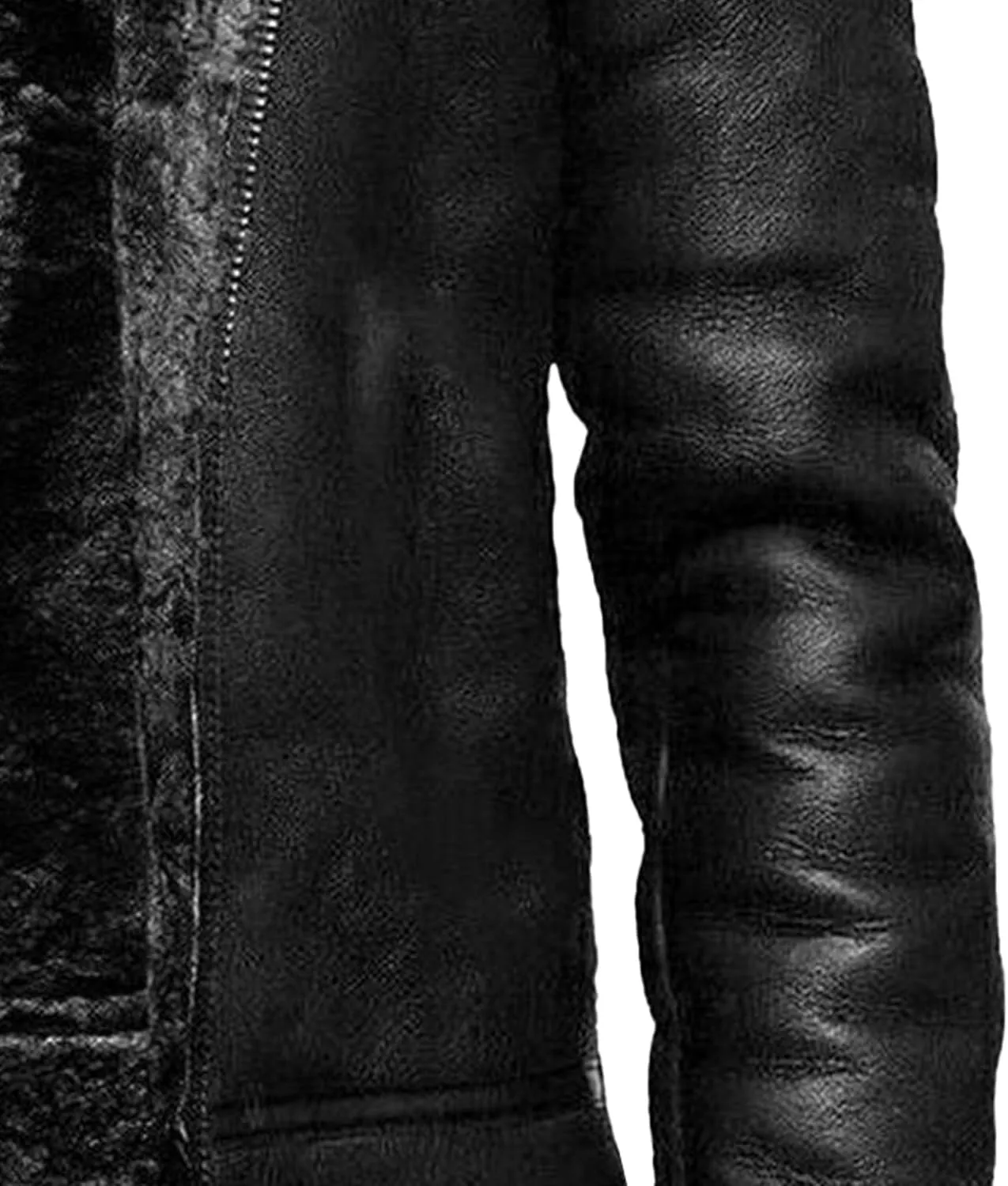 DGHM-JLMY Men's Faux Leather Jacket Warm Fleece Lined Thick Coat Heavyweight Zipper Up Fur Collar Motorbike Jacket
