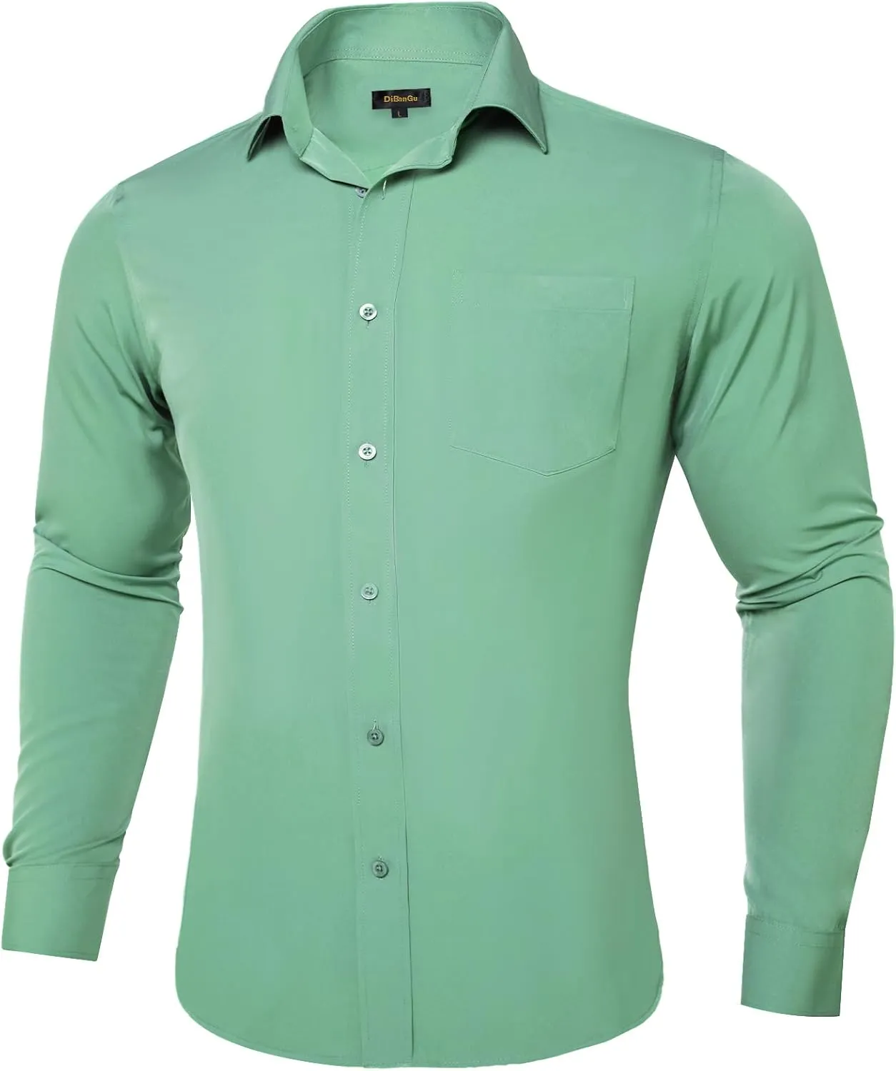 DiBanGu Men's Paisley Dress Shirts Long Sleeve Button Down Inner Contrast Casual Business Shirt with Collar Pin
